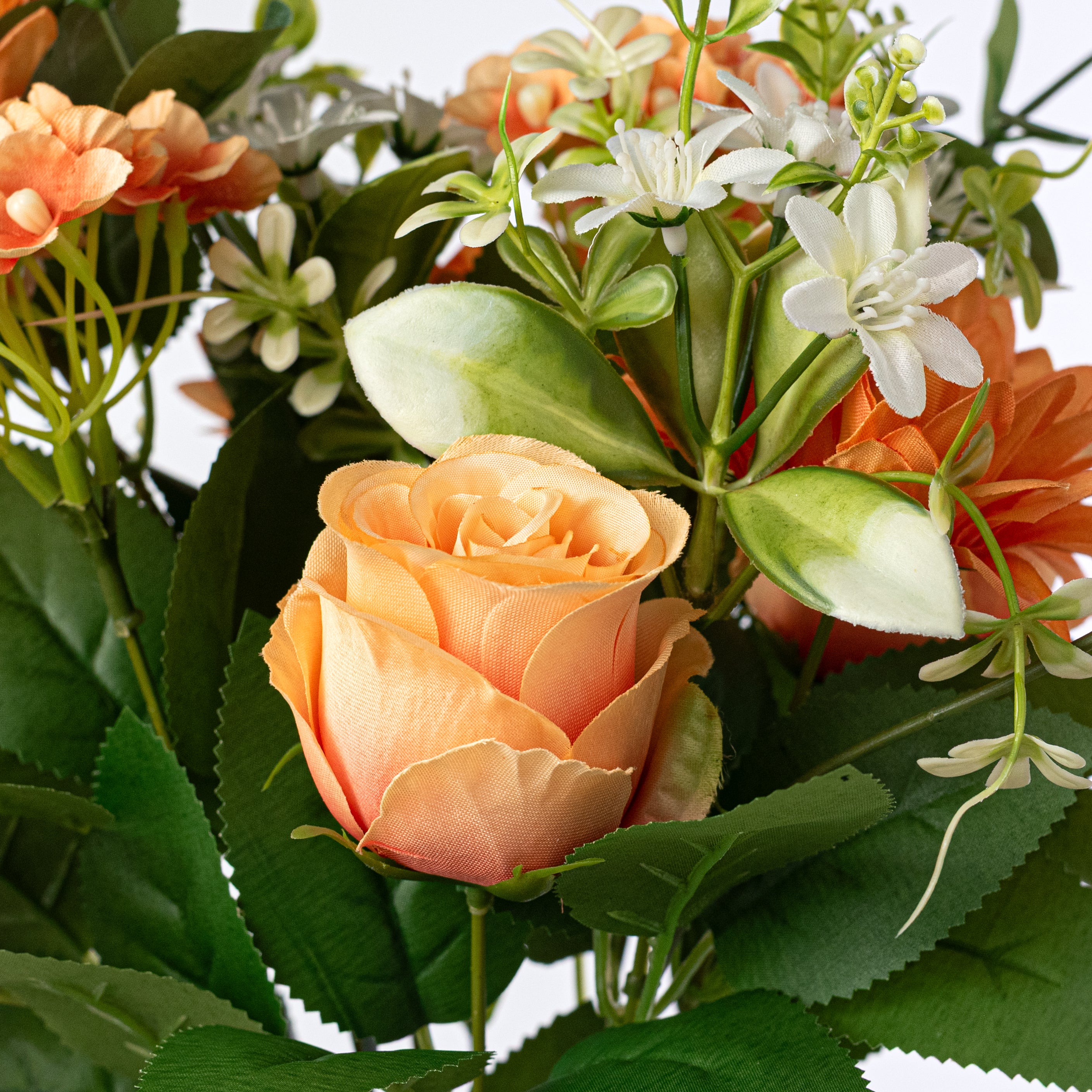20" Daisy, Rose & Hydrangea Bush: Coral Orange (12 Stem) Lifestyle Photo