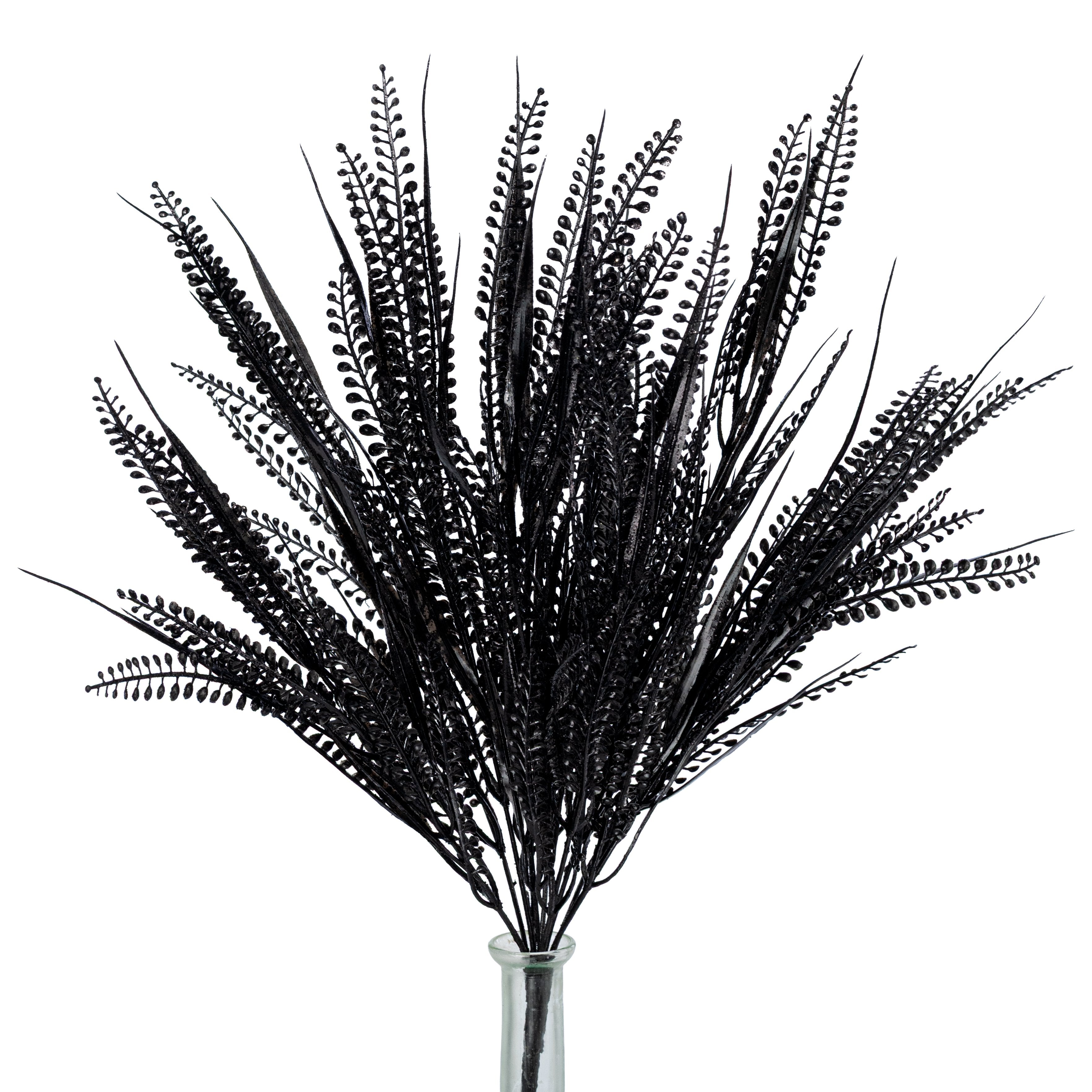 20" Glittered Button Fern Bush: Black Item Number: 85797-BK