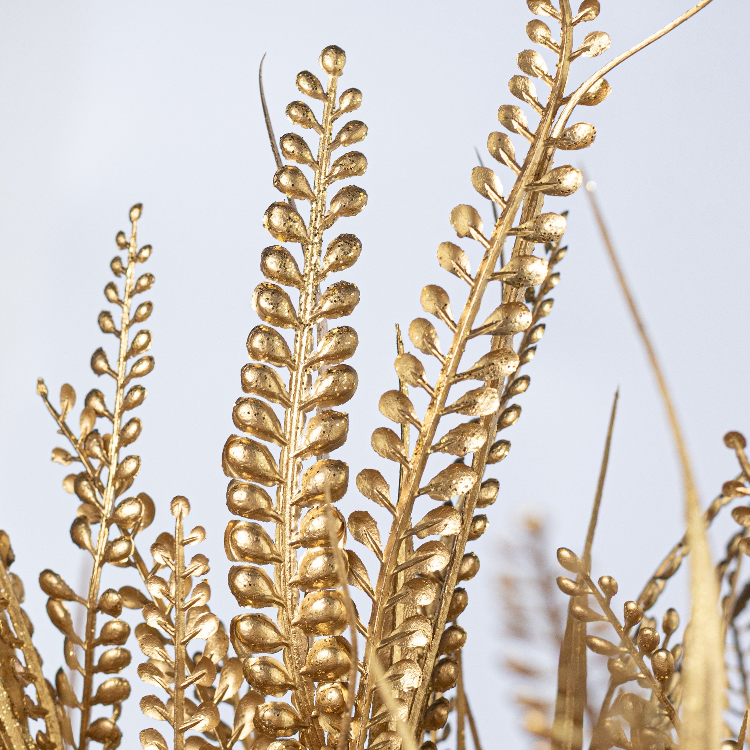 20" Glittered Button Fern Bush: Gold Lifestyle Photo