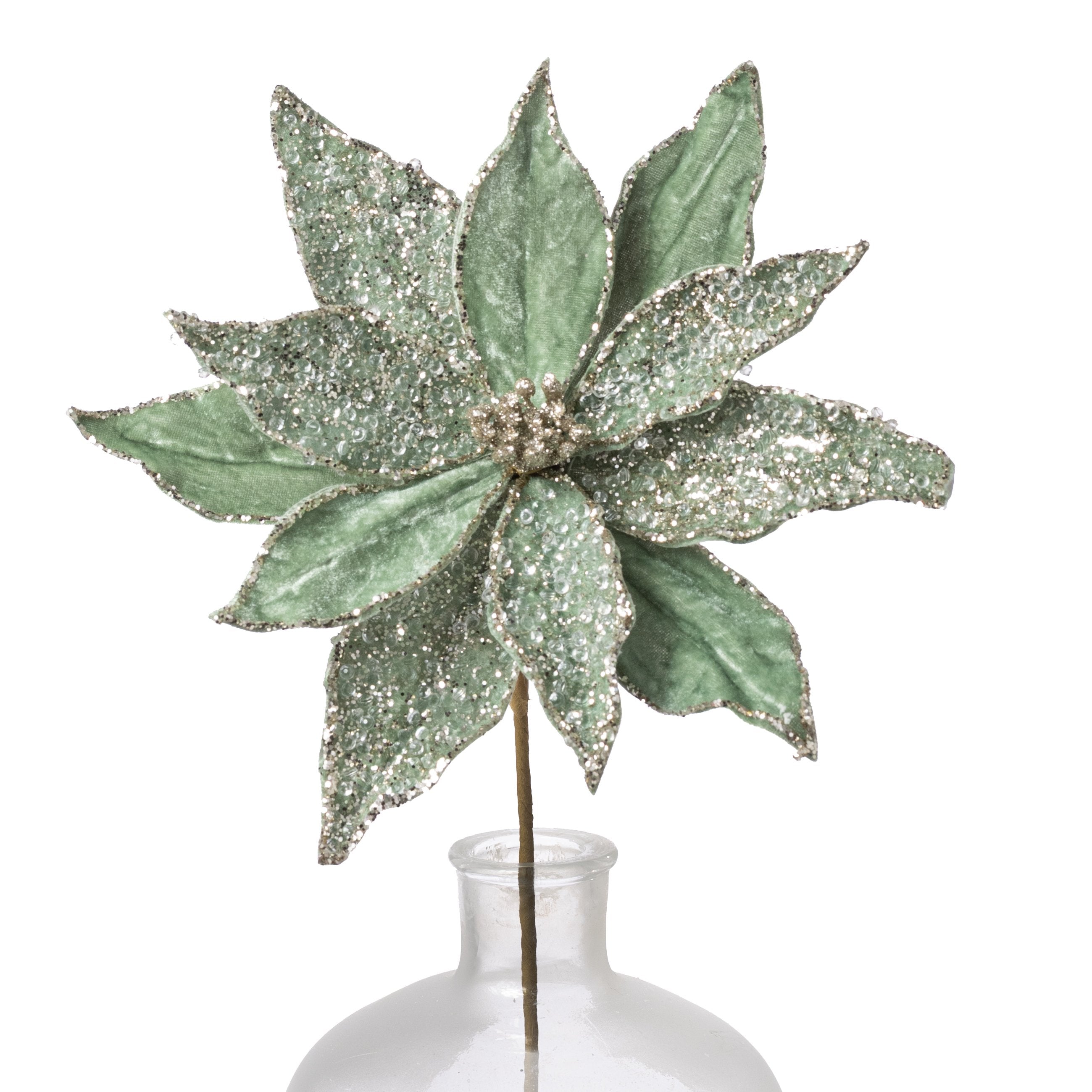 20" Iced Velvet Poinsettia Stem: Sage Green Item Number: 283336