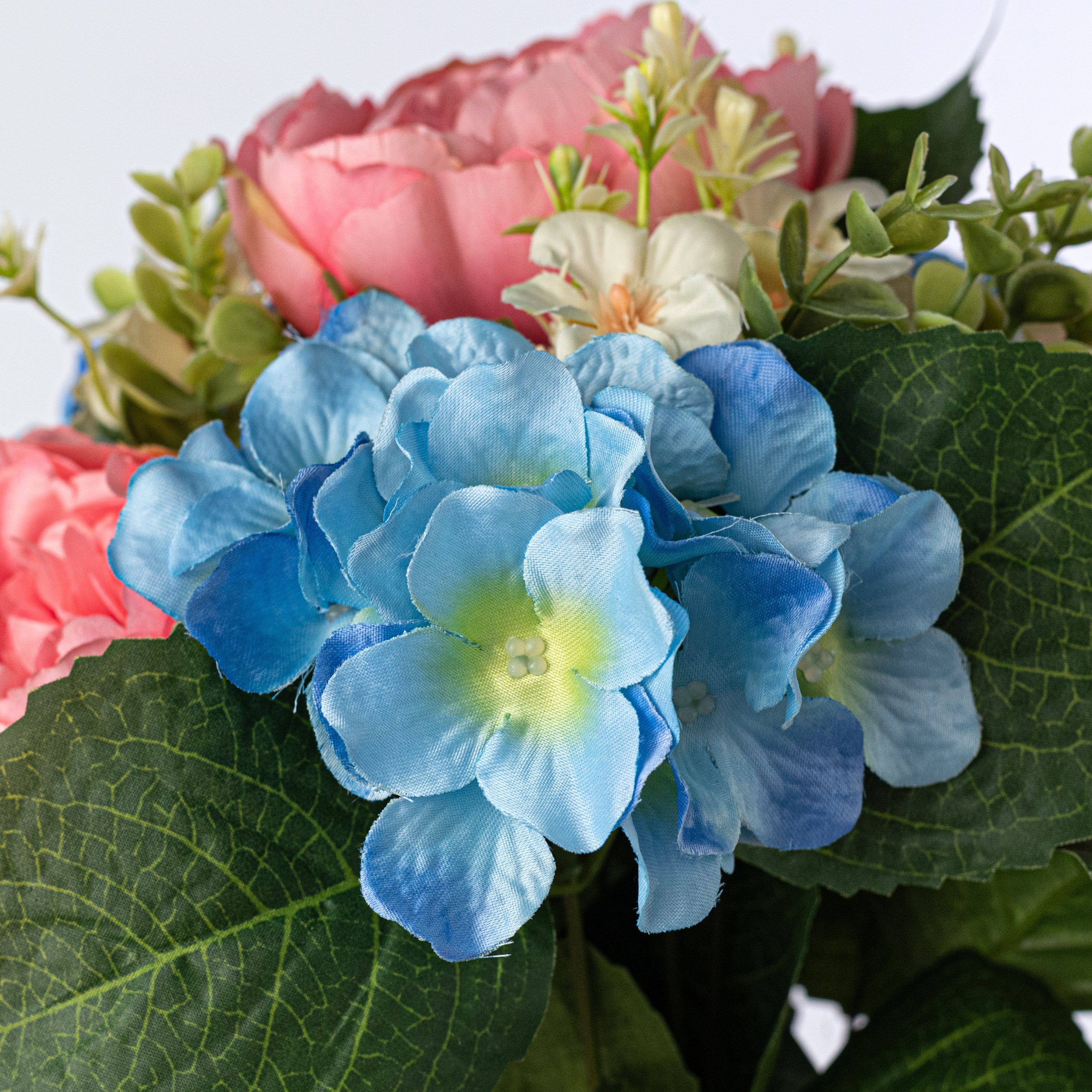 20" Peony & Hydrangea Bush: Pink & Blue (12 Stem) detail photo 4