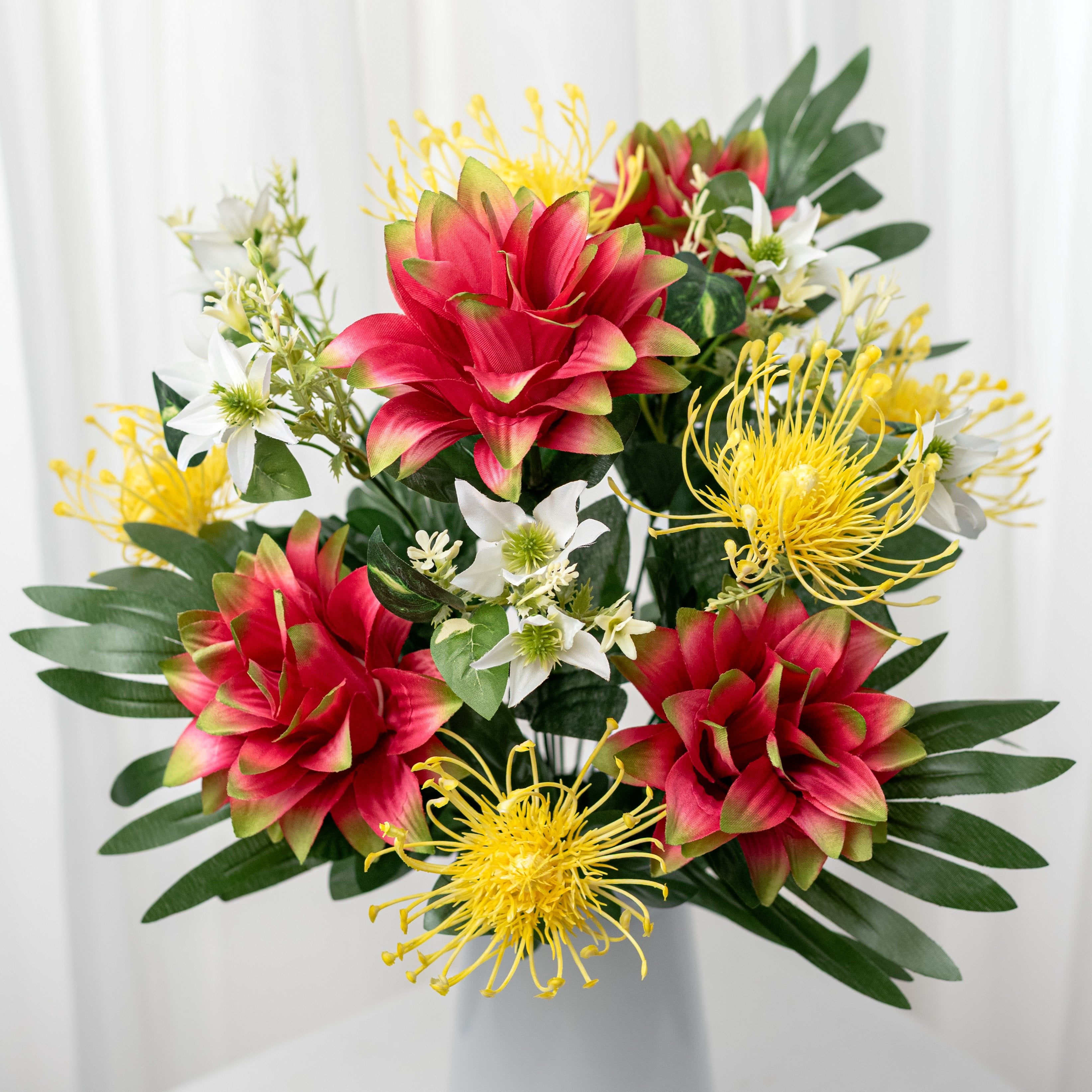 20" Protea Lotus Bush: Fuchsia & Yellow (18 Stem) Item Number: 64061BTYW