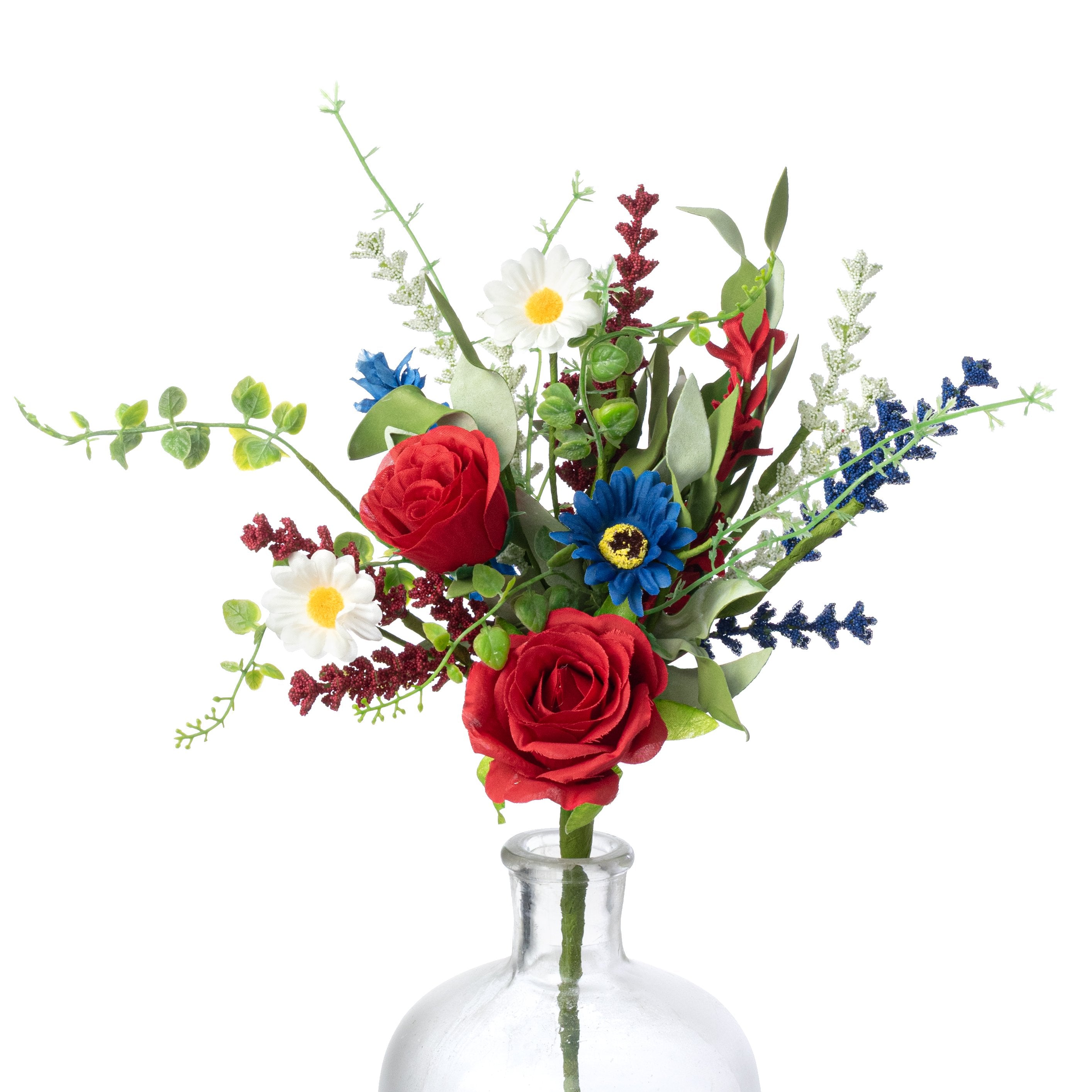 20" Roses & Daisies Filler Spray: Red, White & Blue Item Number: HJ403354