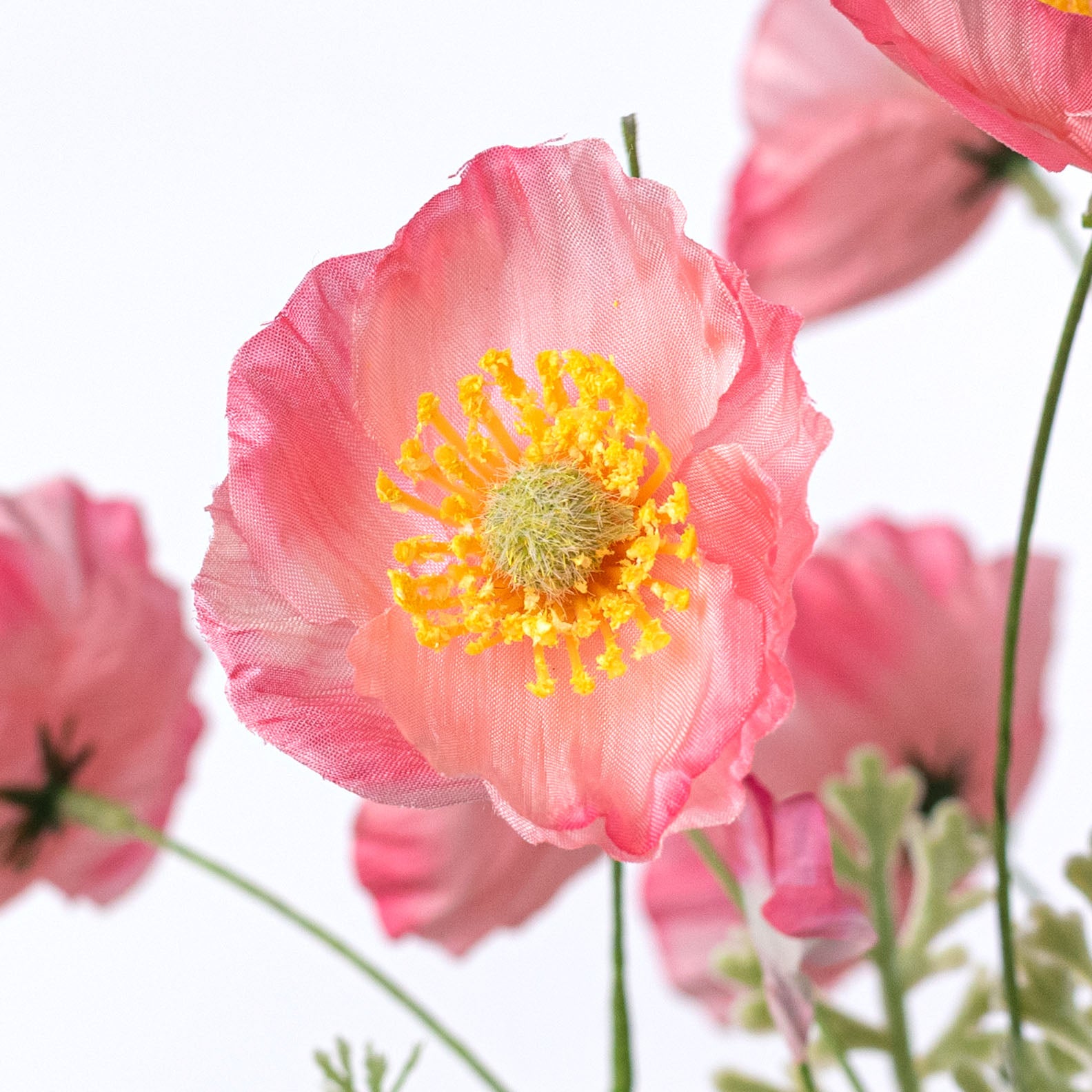 21â Artificial Poppy Flower Bush: Pink (10 Stem) Lifestyle Photo