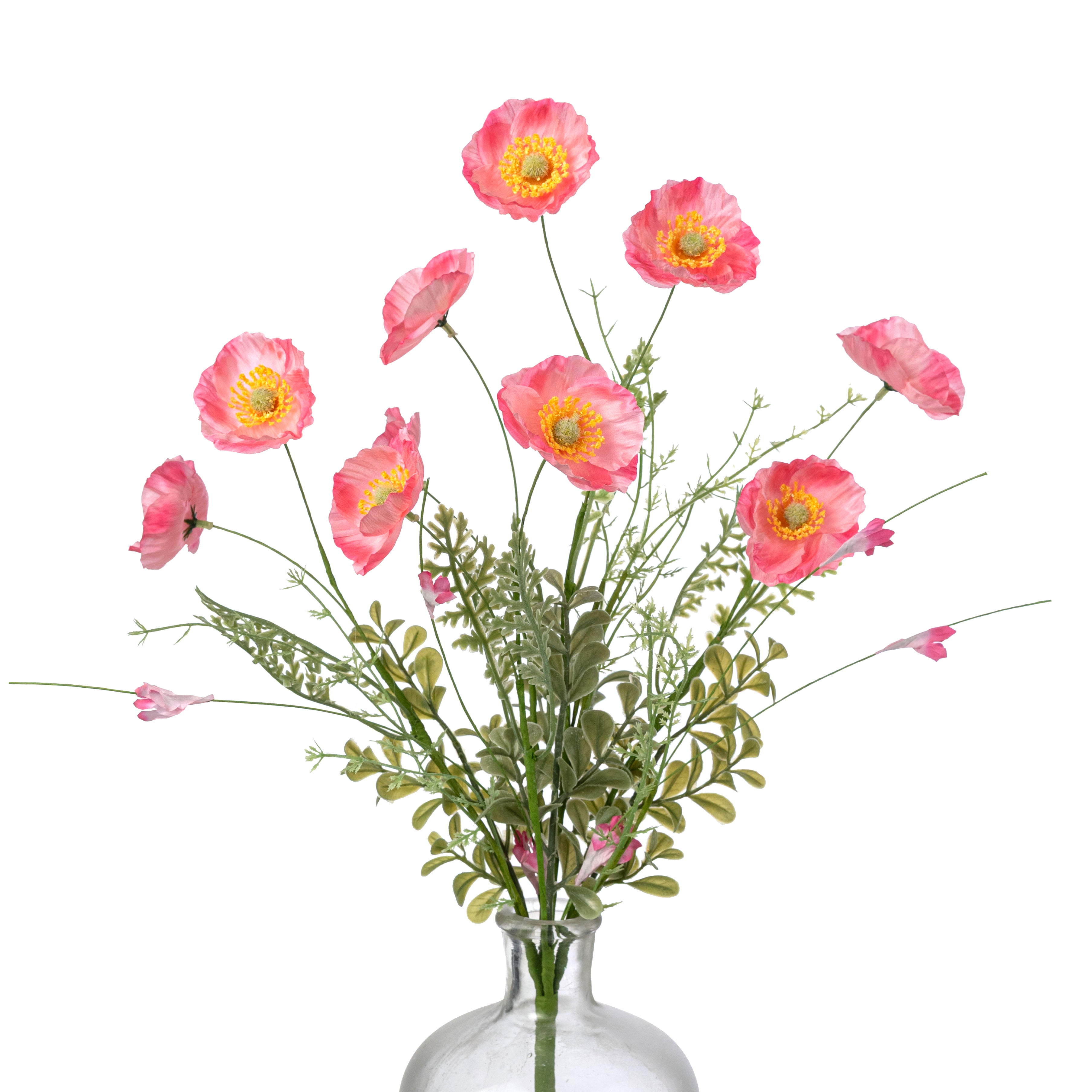 21â Artificial Poppy Flower Bush: Pink (10 Stem) Item Number: 40445-PK