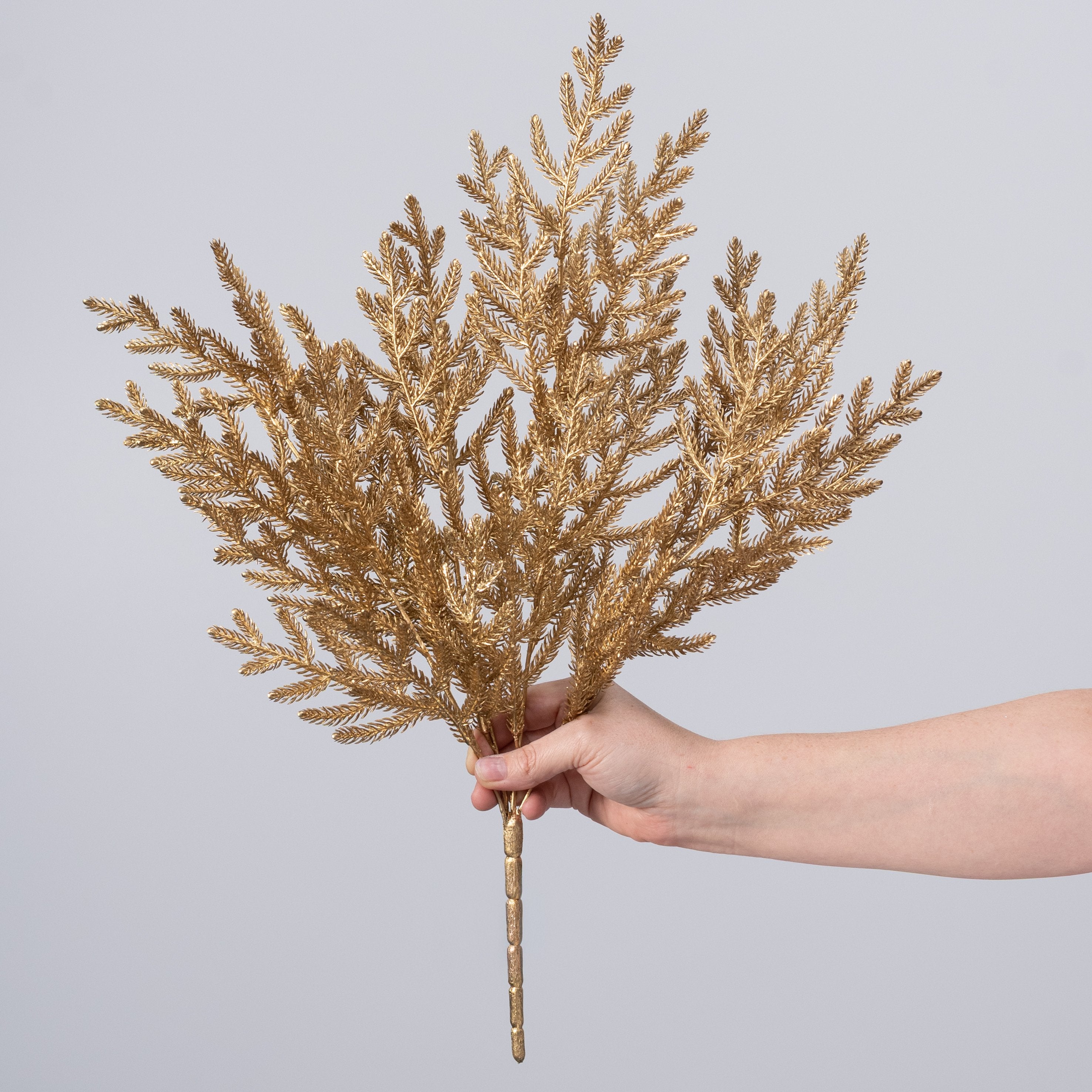 21" Glittered Metallic Pine Bush: Gold (4 Stem) detail photo 3