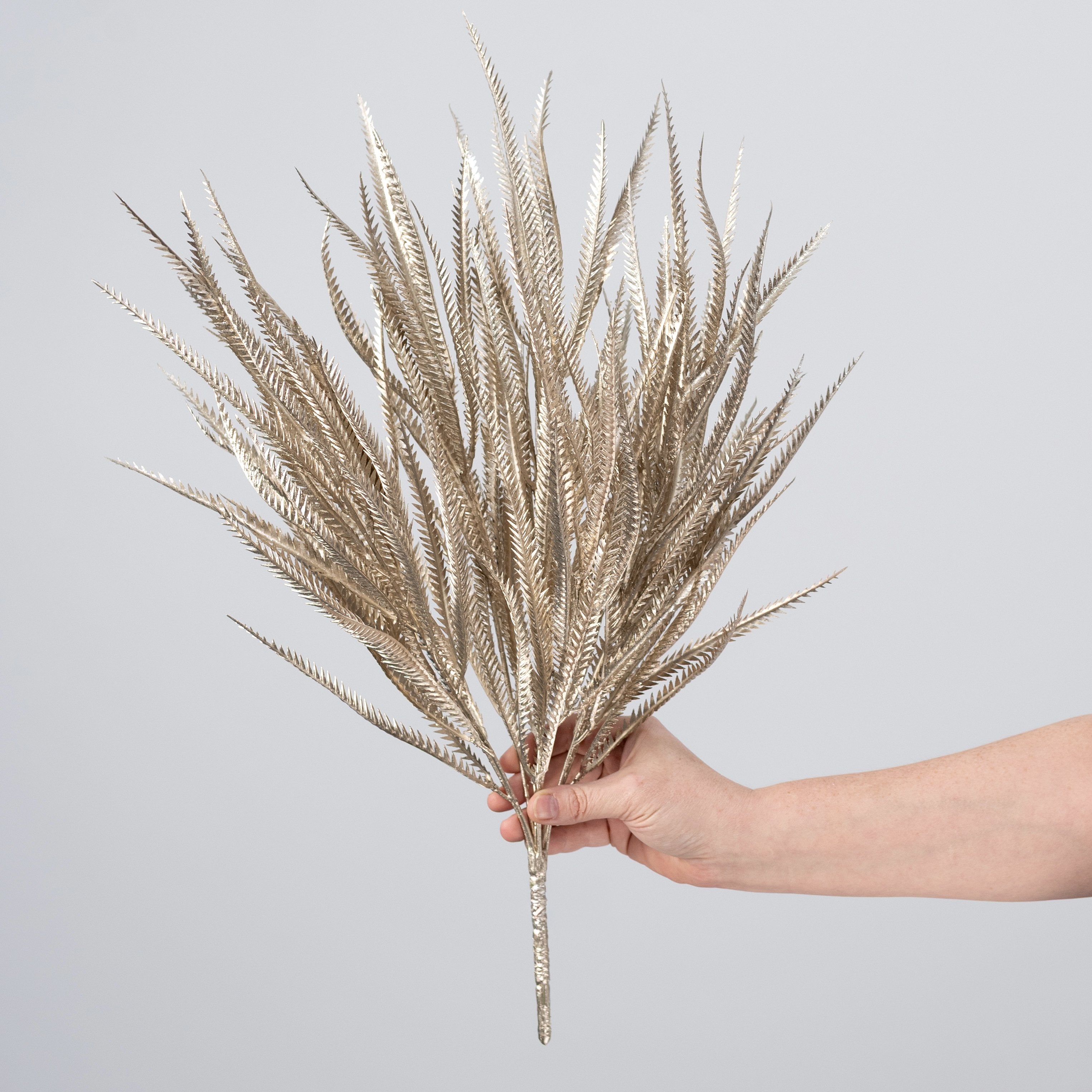 21" Glittered Sword Fern Bush: Champagne Gold detail photo 3