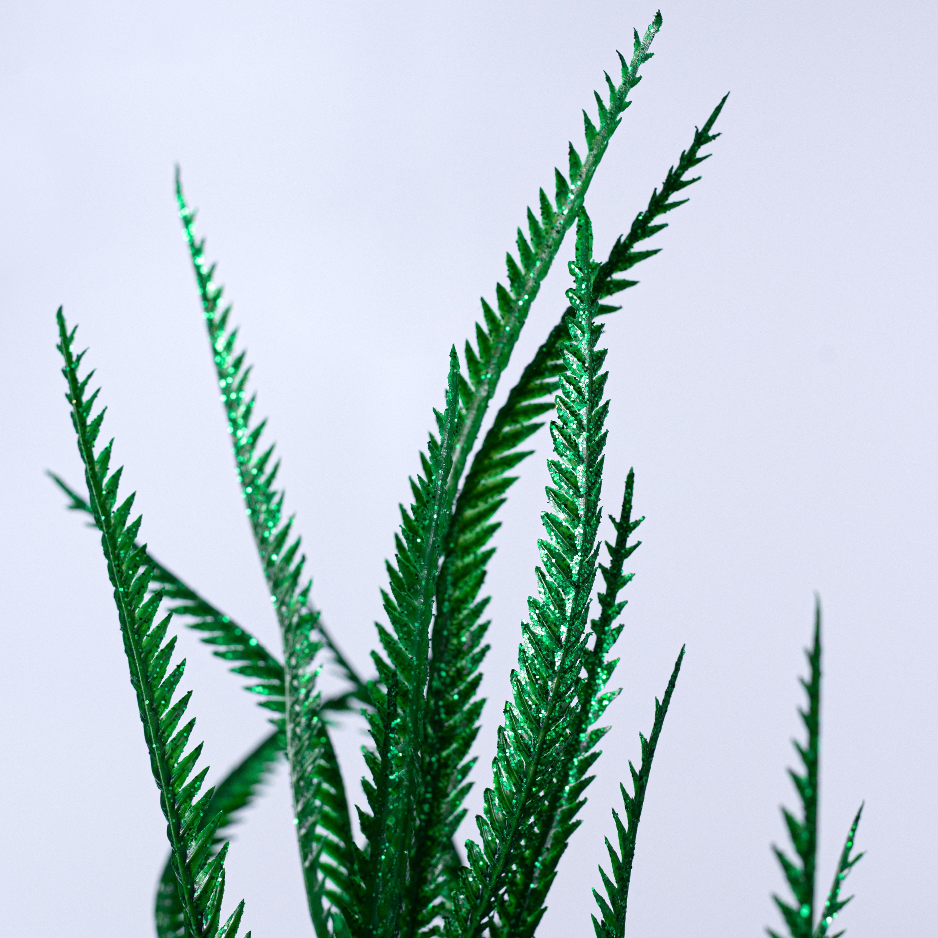 21" Glittered Sword Fern Bush: Emerald Green Lifestyle Photo
