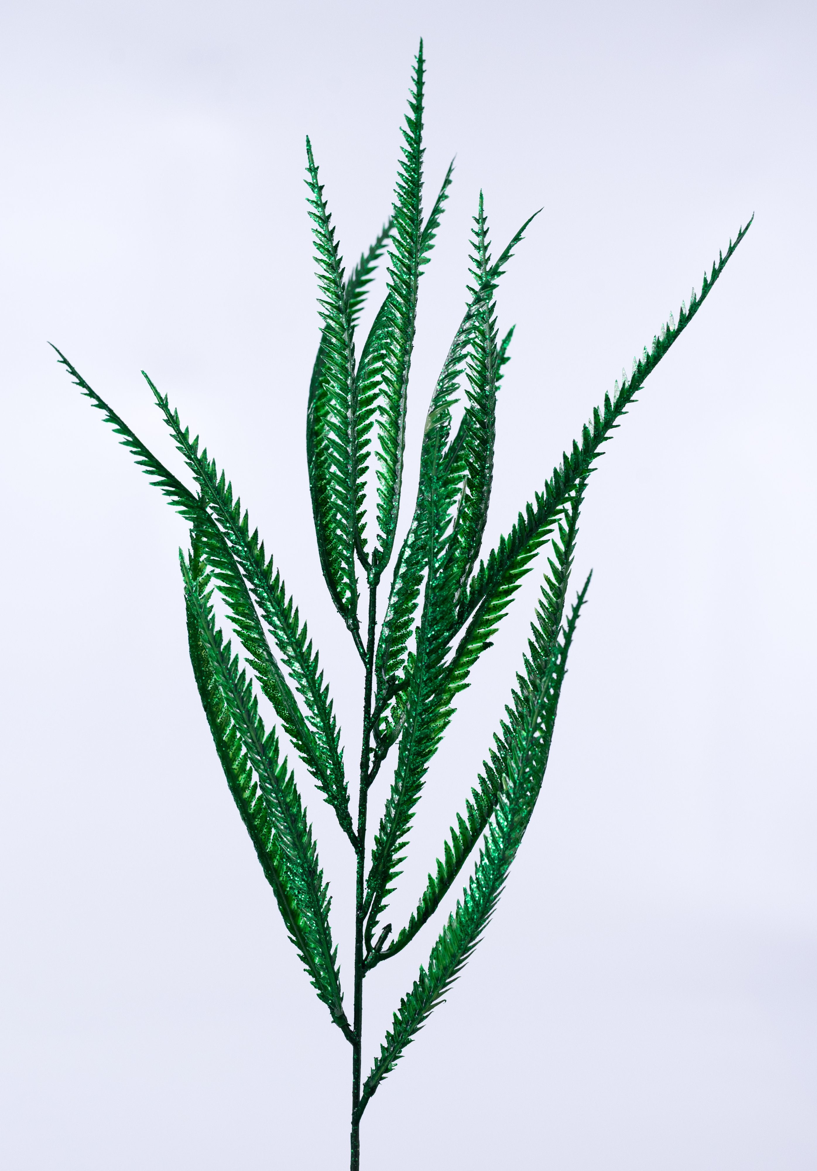 21" Glittered Sword Fern Bush: Emerald Green detail photo 4