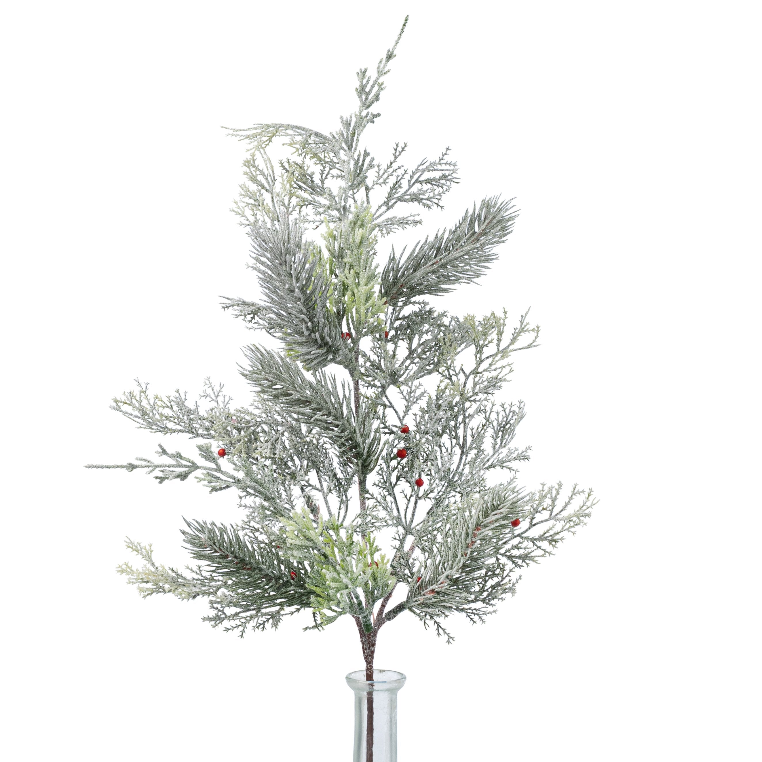 21" Mixed Cedar, Pine & Berry Spray: Frosted Green Item Number: 254232
