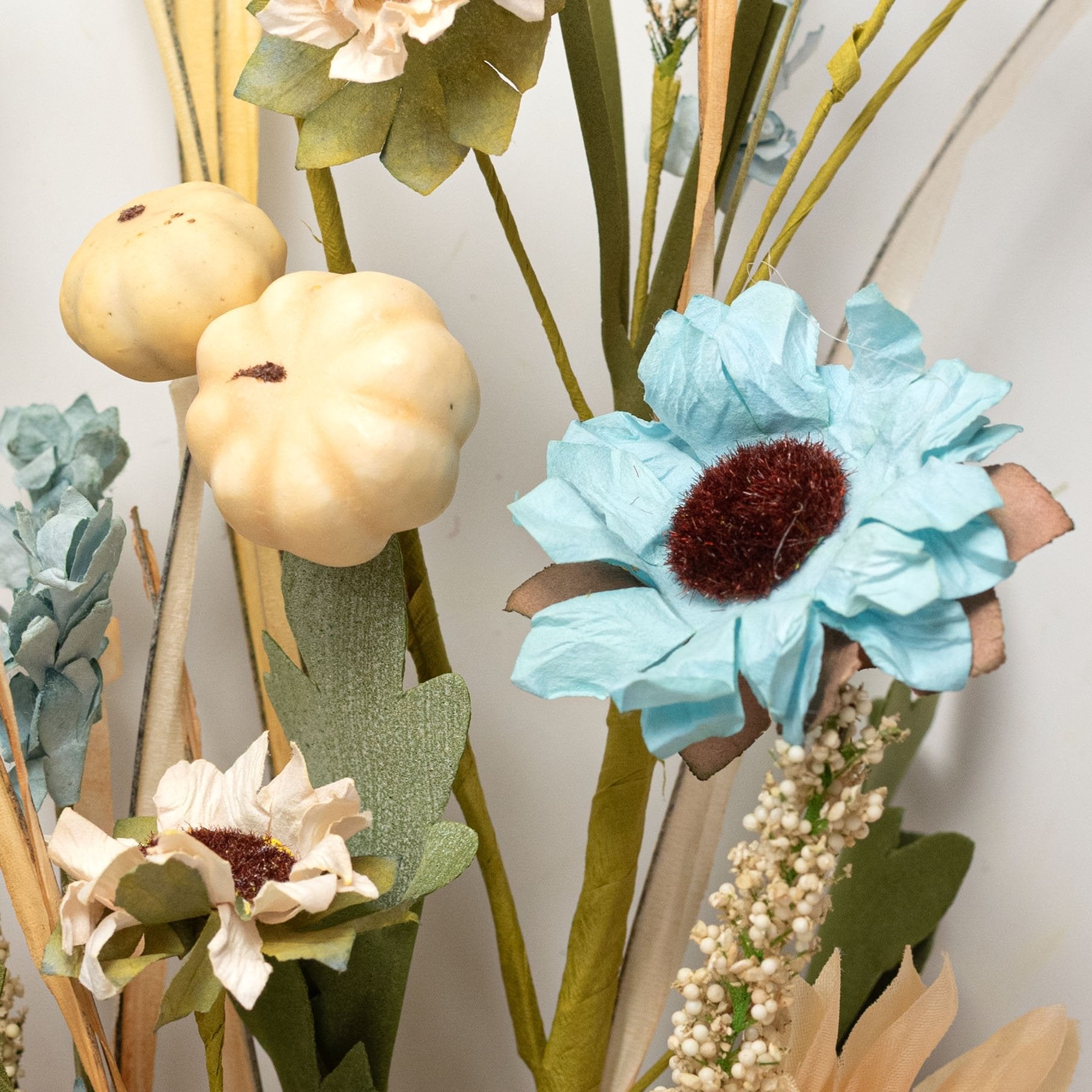 21" Sunflower, Pumpkin & Cattail Filler Bush: Blue & Cream Lifestyle Photo