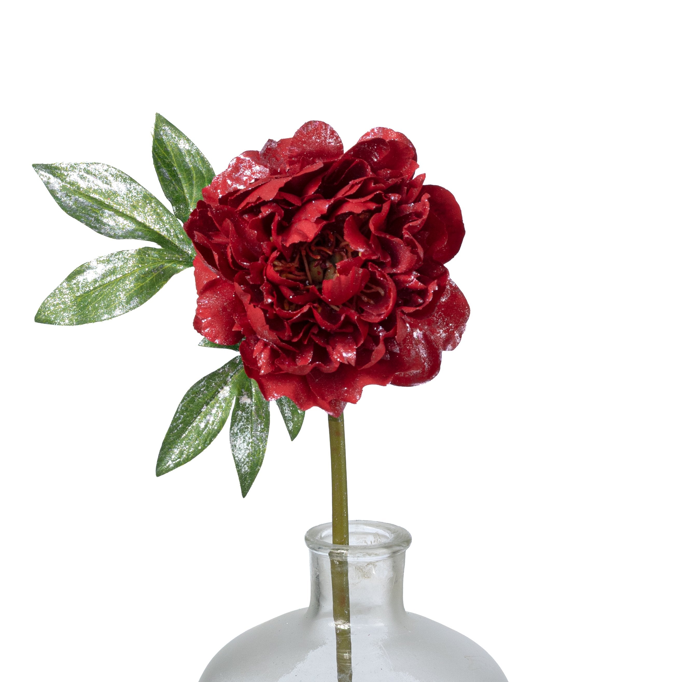 22" Glittered Peony Spray: Red Item Number: 2834004RD