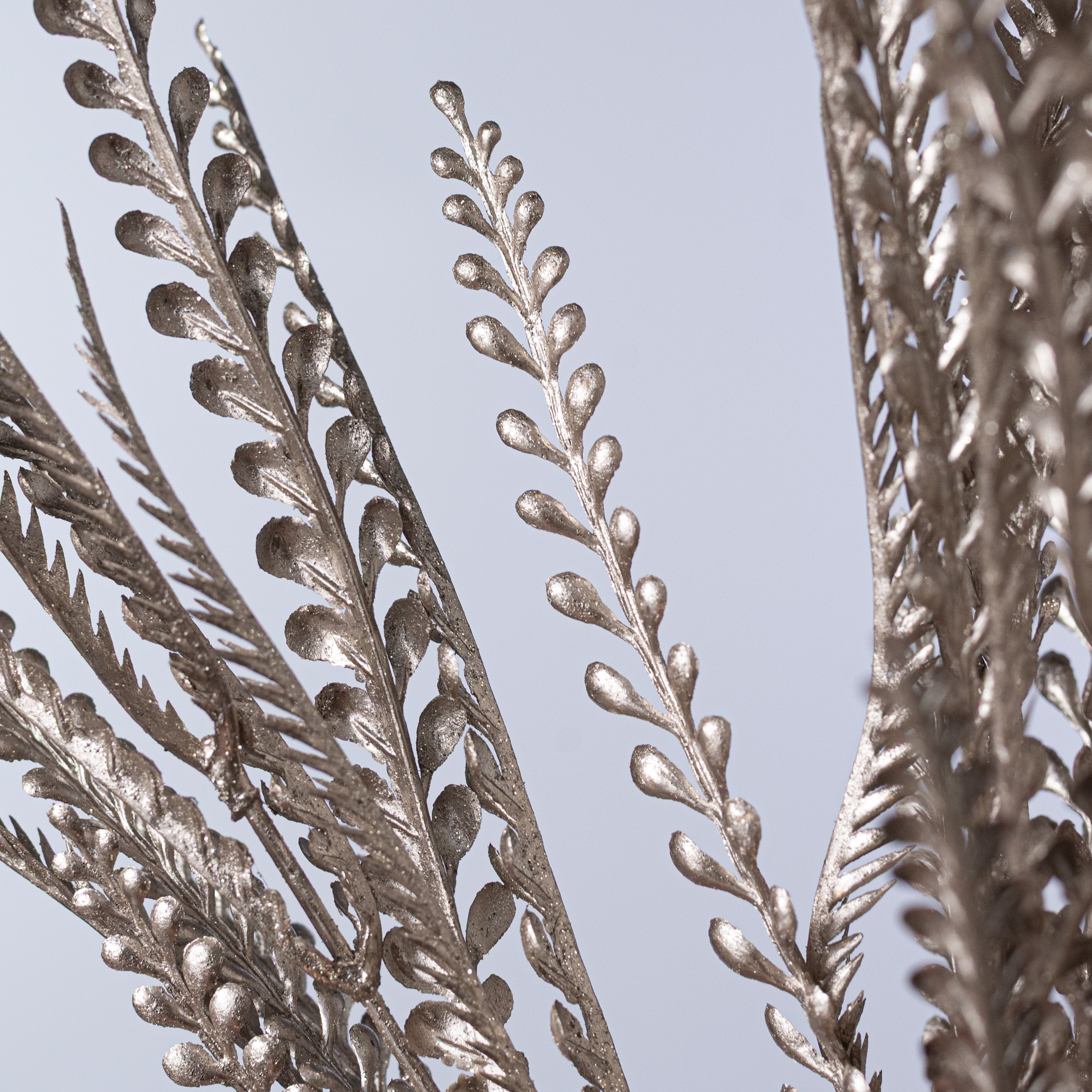 22" Plastic Button Fern Bush: Metallic Platinum Gold (6 Stem) Lifestyle Photo