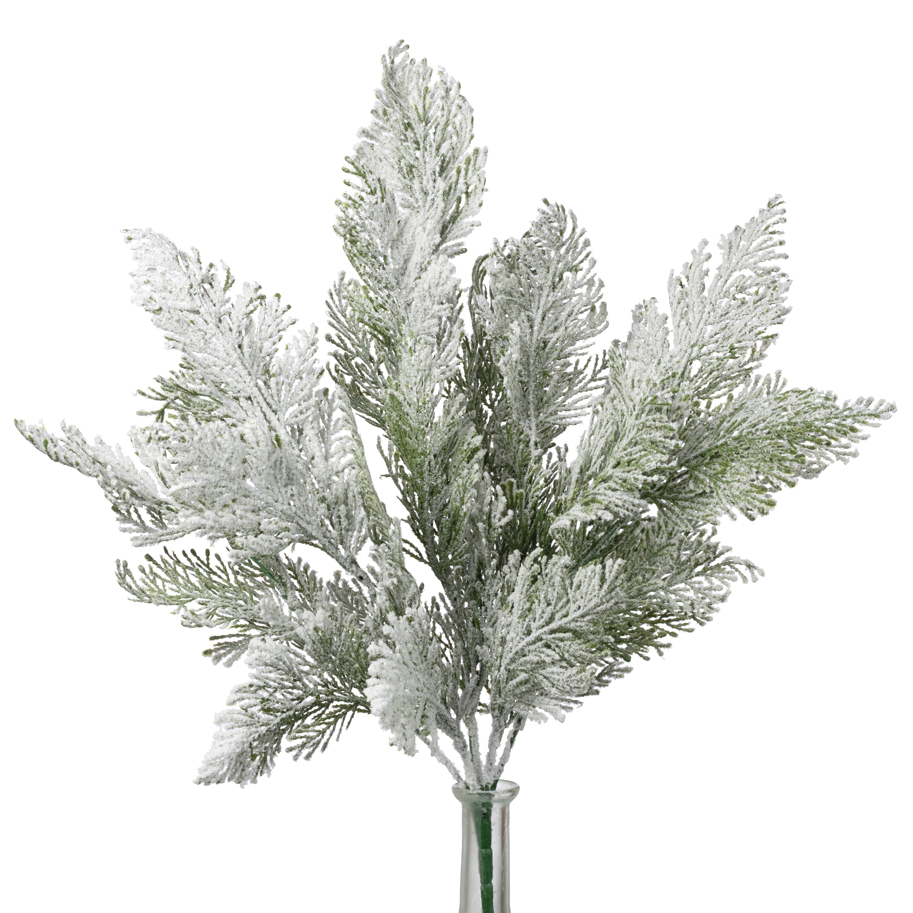 22" Plastic Cedar Bush: Flocked Snow Green (7 Stem) Item Number: 86935SNOW