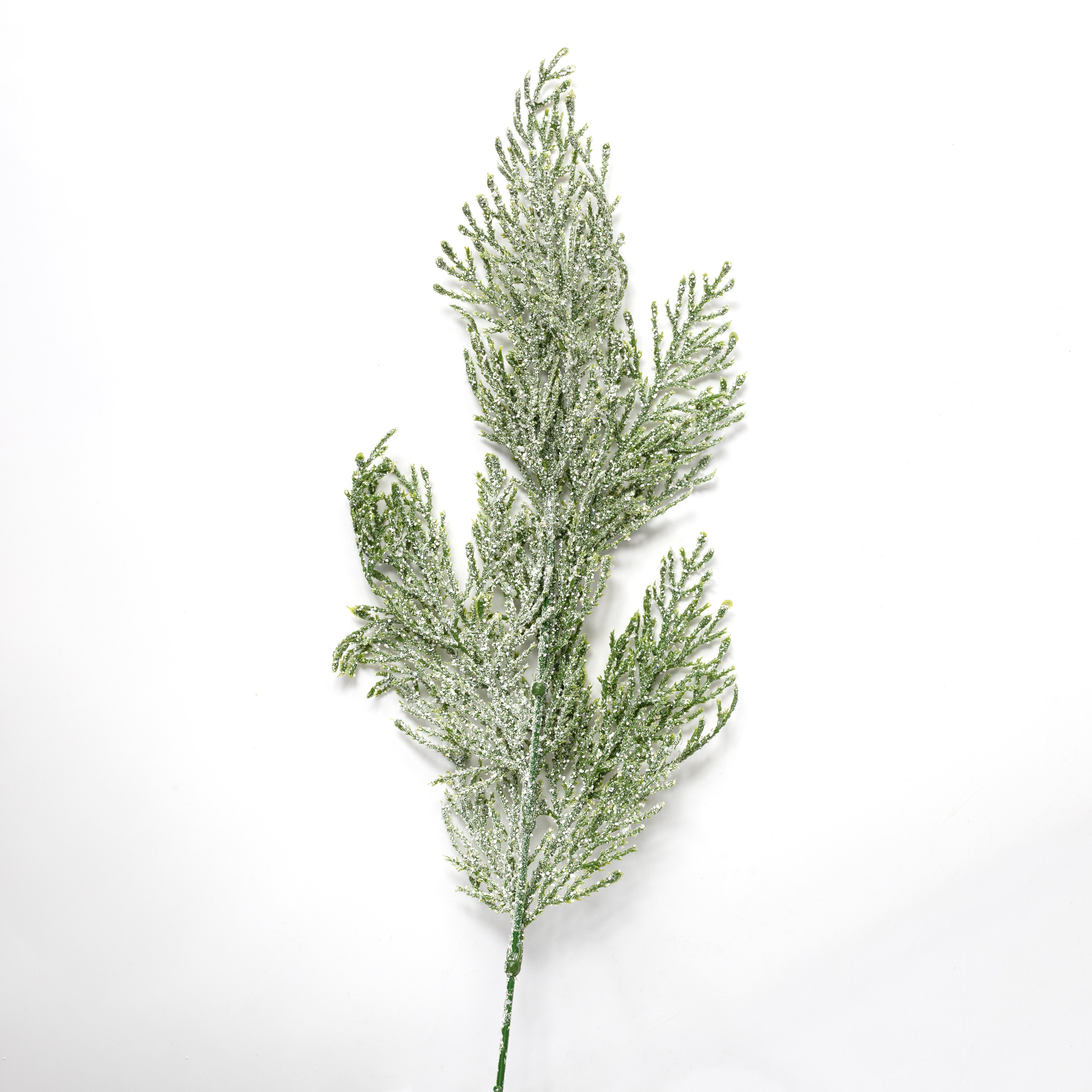 22" Plastic Cedar Bush: Iced Green (7 Stem) detail photo 4