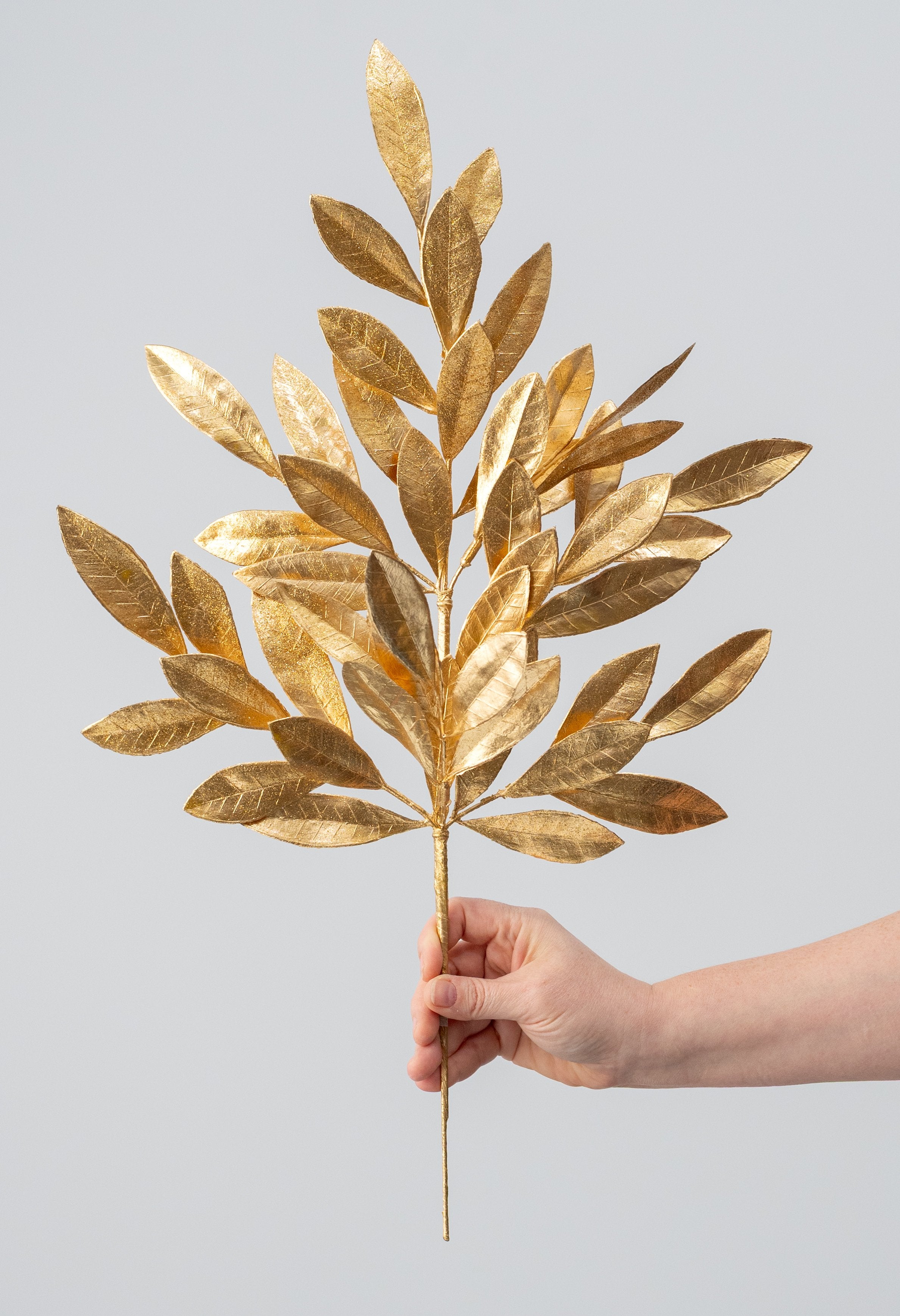 23" Bay Leaf Metallic Spray: 18K Gold with Glitter detail photo 3