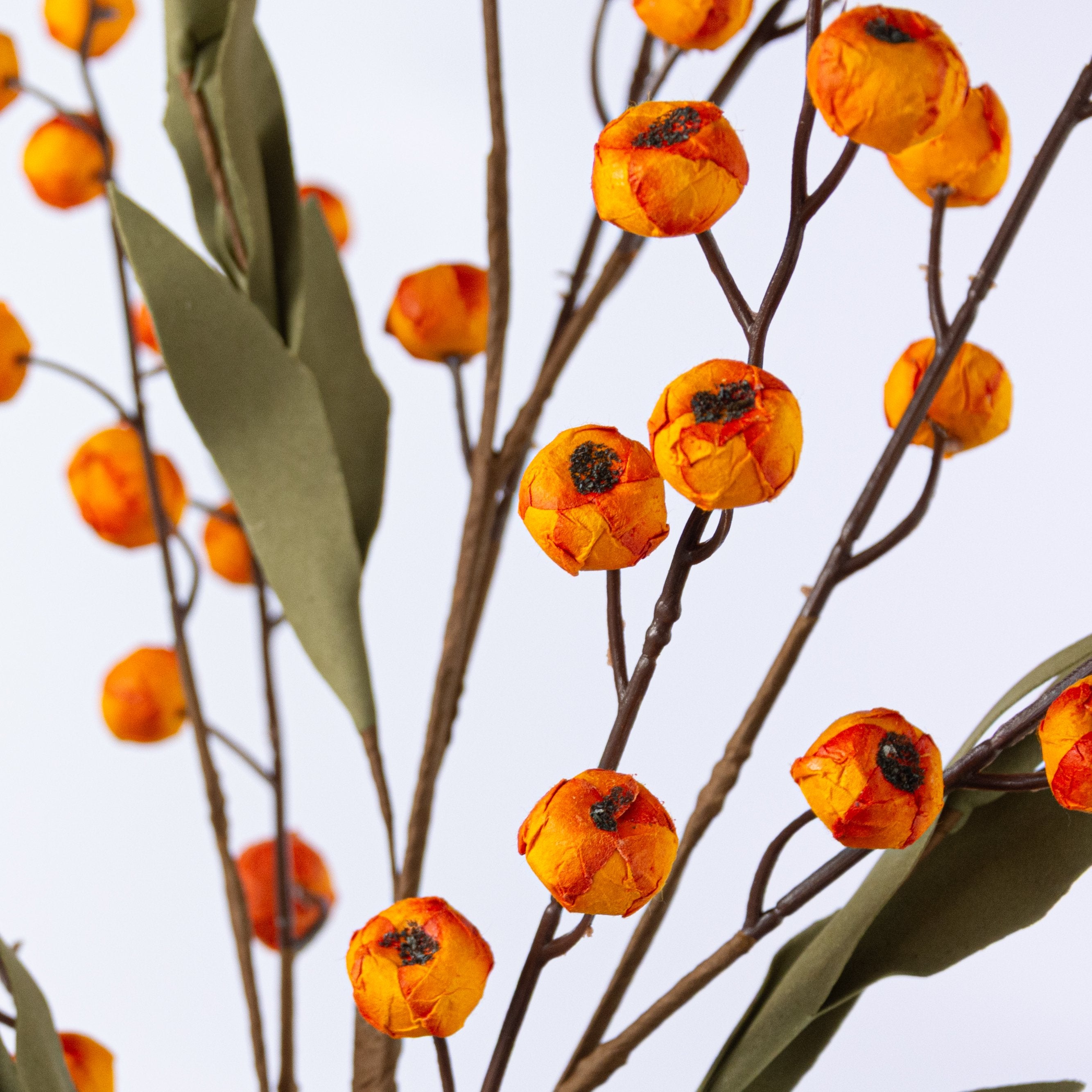 23" Berry & Foam Leaf Bush: Pumpkin Orange Lifestyle Photo