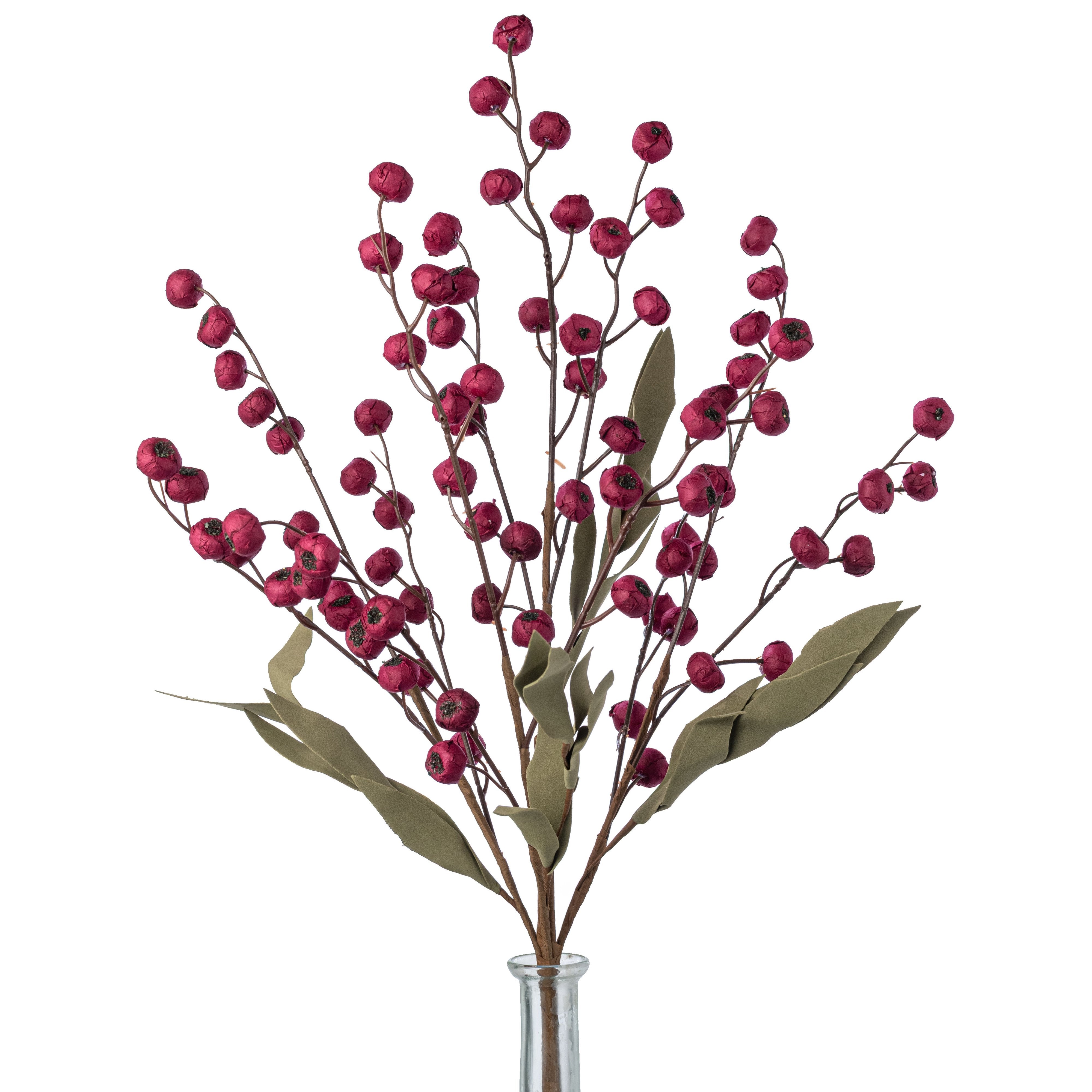 23" Berry & Foam Leaf Bush: Wine Red Item Number: 65660-RD