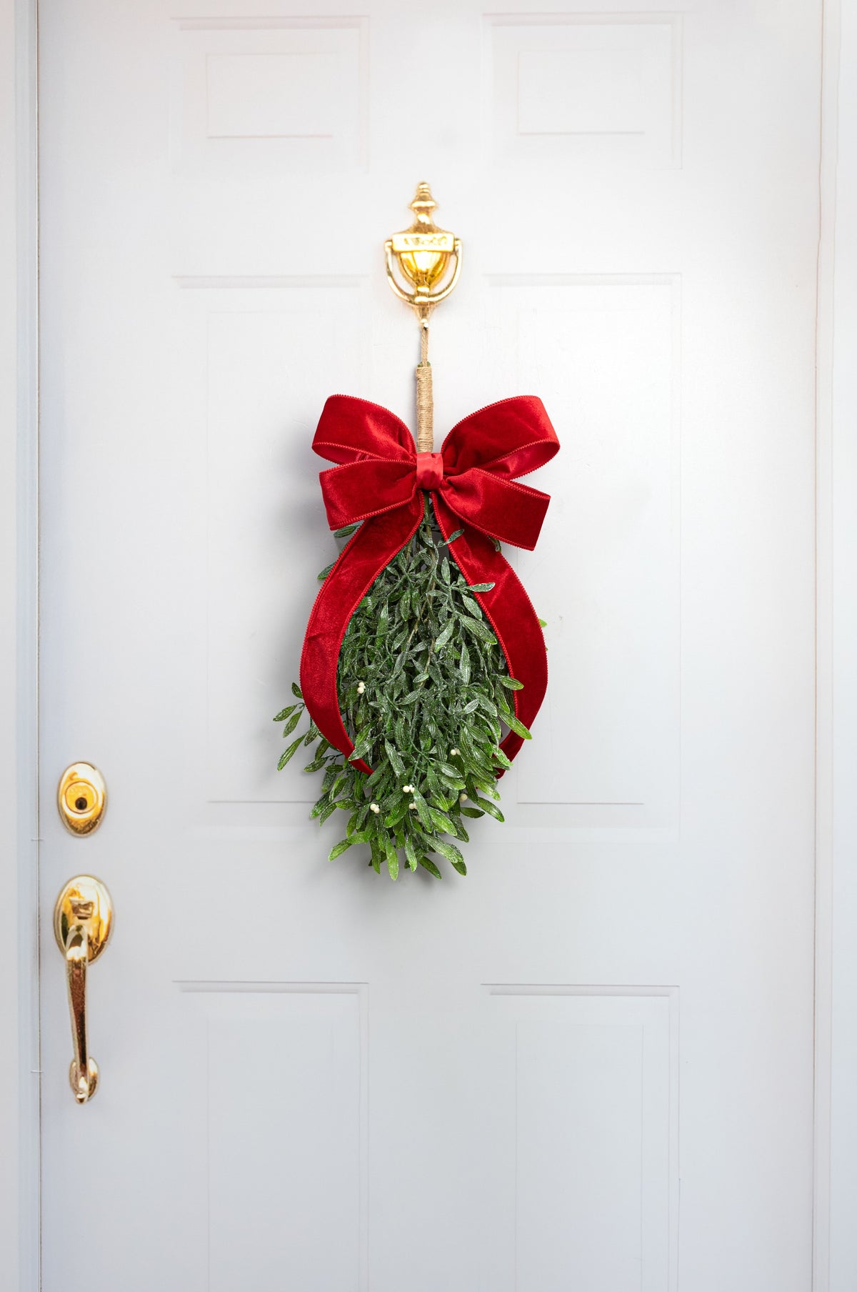 23" Frosted Mistletoe Hanging Bush detail photo 5