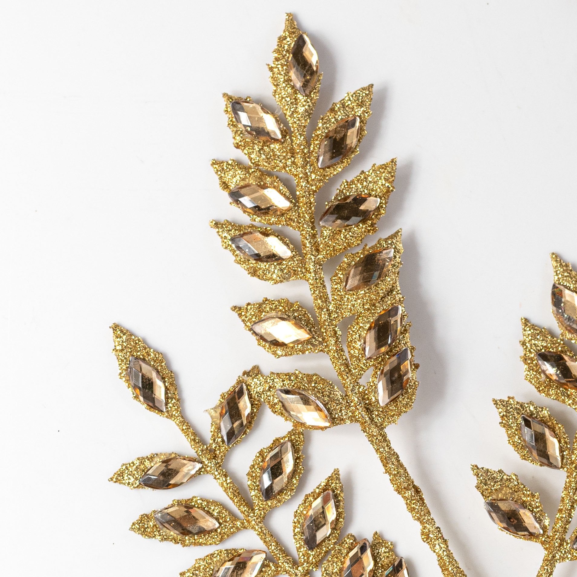 23" Glitter Diamond Leaf Spray Bundle: Gold (3) Lifestyle Photo