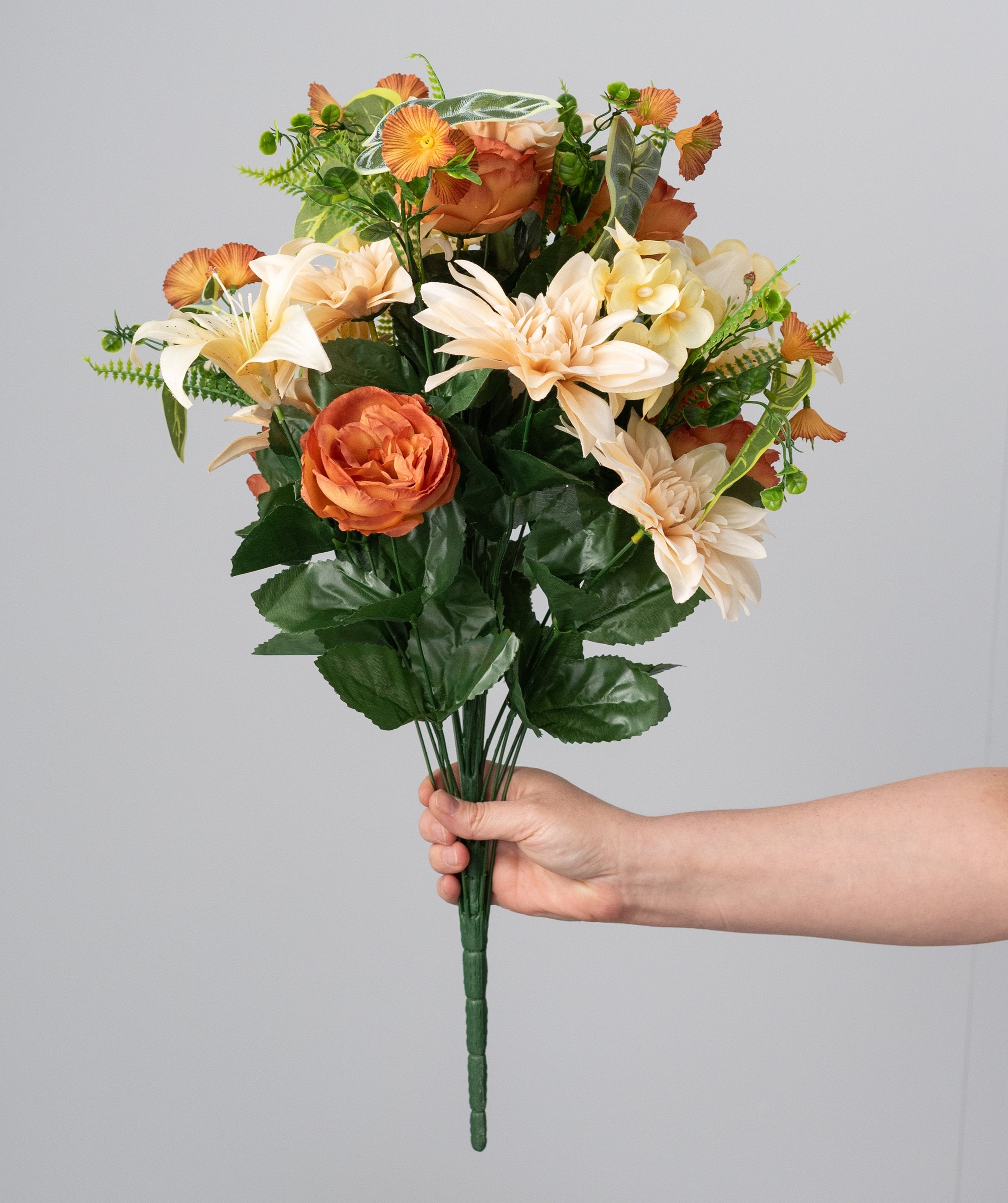 24" Dahlia, Lily & Rose Bush: Beige Rust Mix (24 Stem) detail photo 3