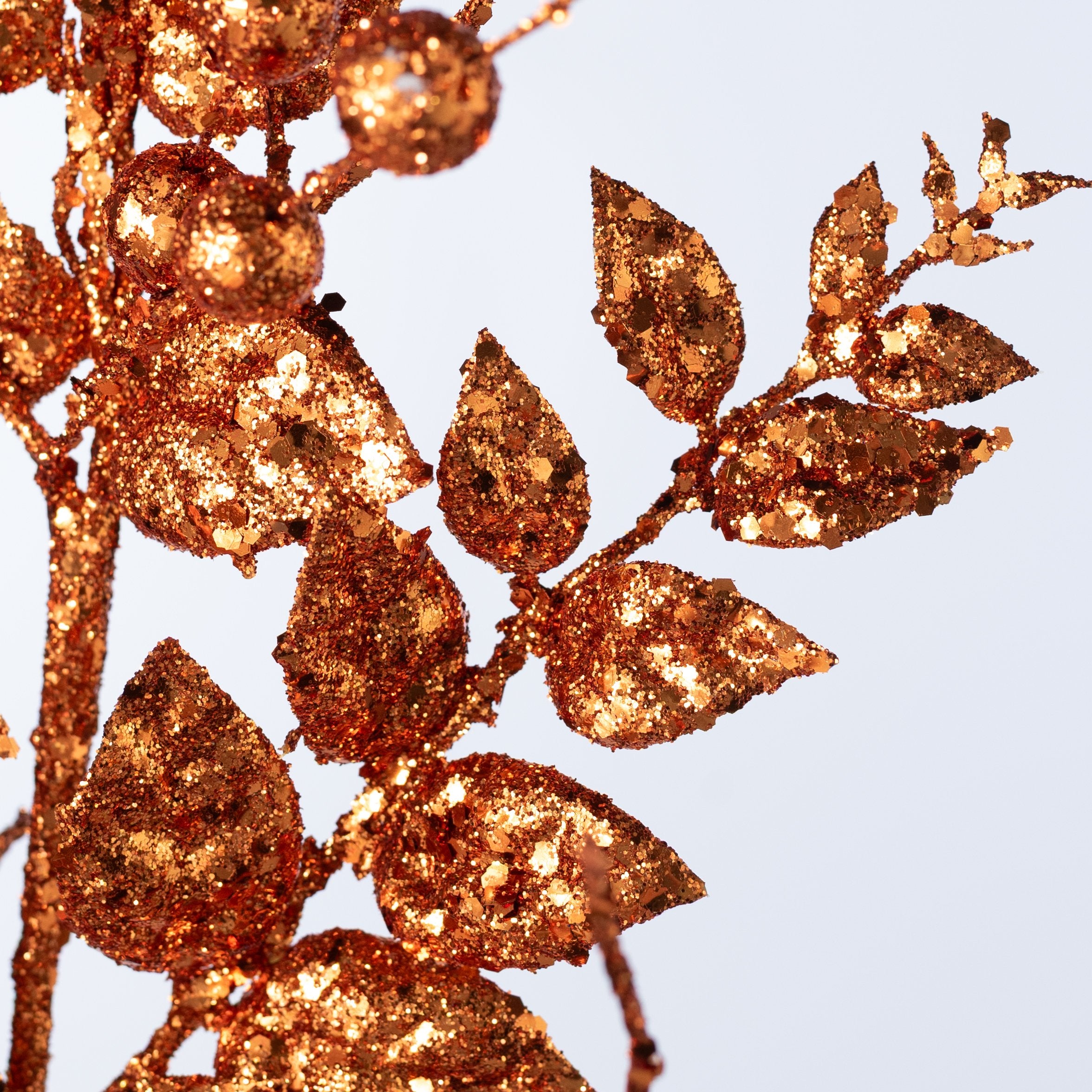 24" Glitter Leaves & Ball Spray: Orange Lifestyle Photo