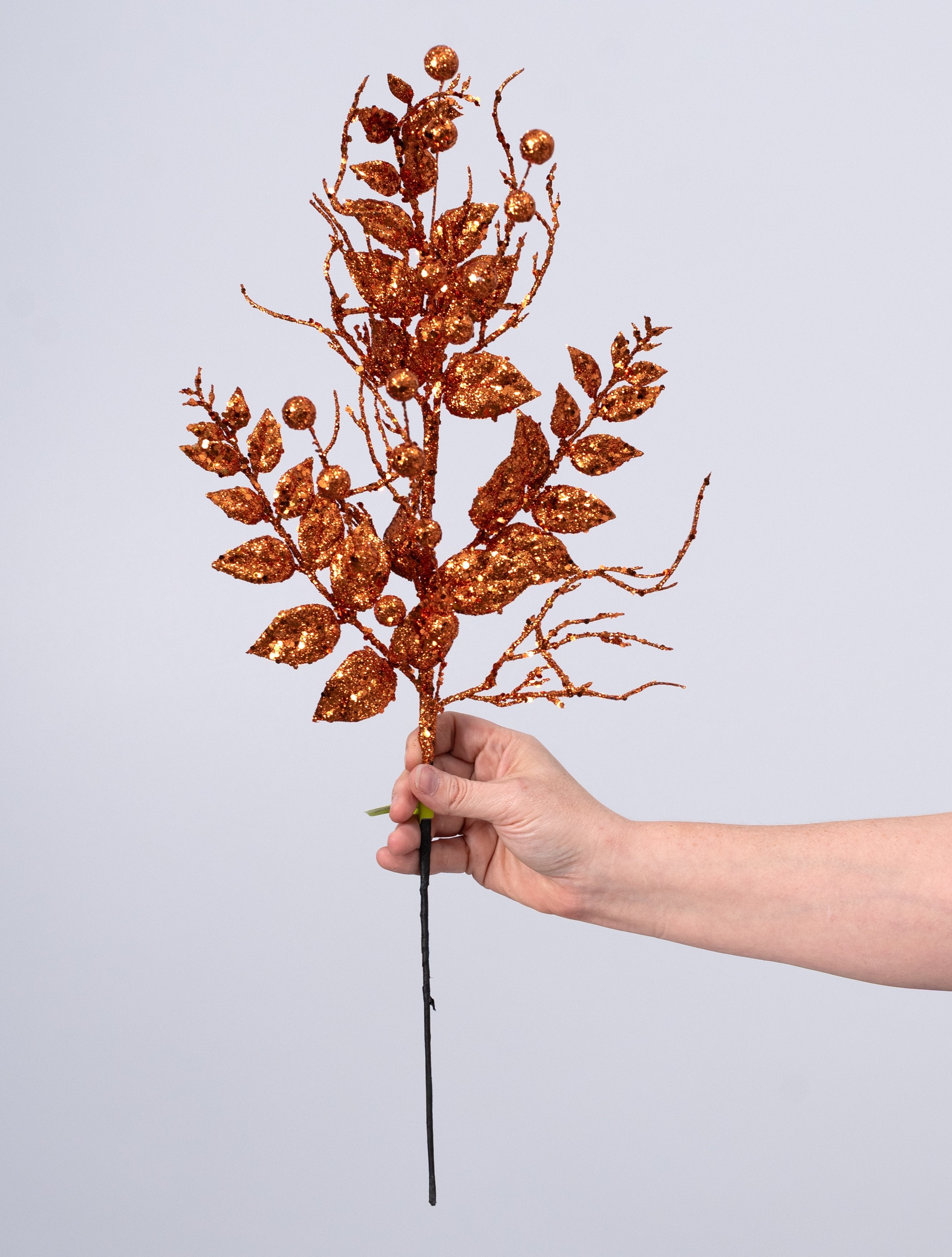 24" Glitter Leaves & Ball Spray: Orange detail photo 3