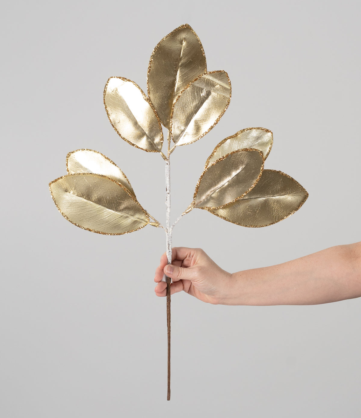 24" Metallic Magnolia Leaves Spray: Light Gold detail photo 3