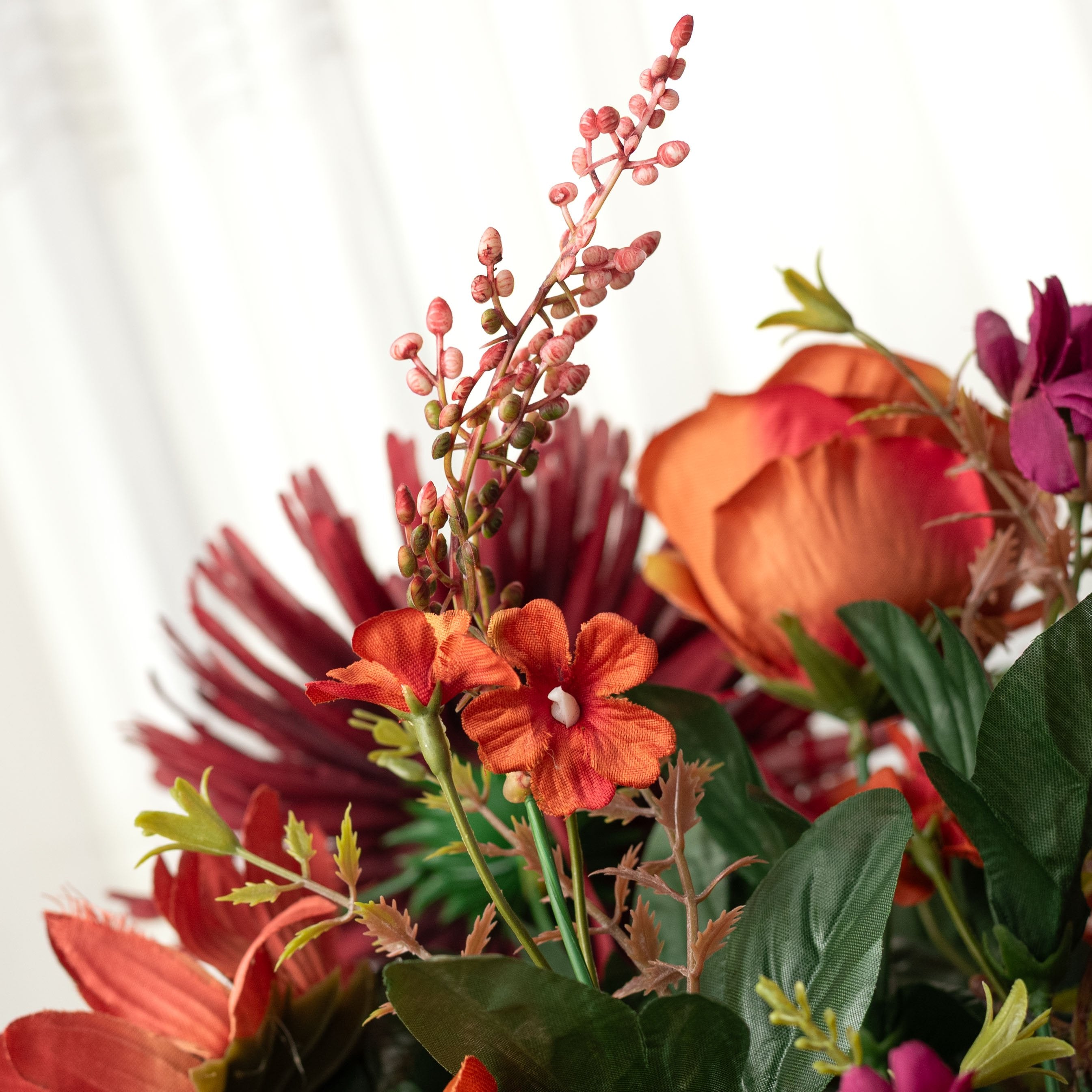 24" Mixed Spider Mum, Sunflower & Rose Bush: Burgundy & Rust (28 Stem) detail photo 6