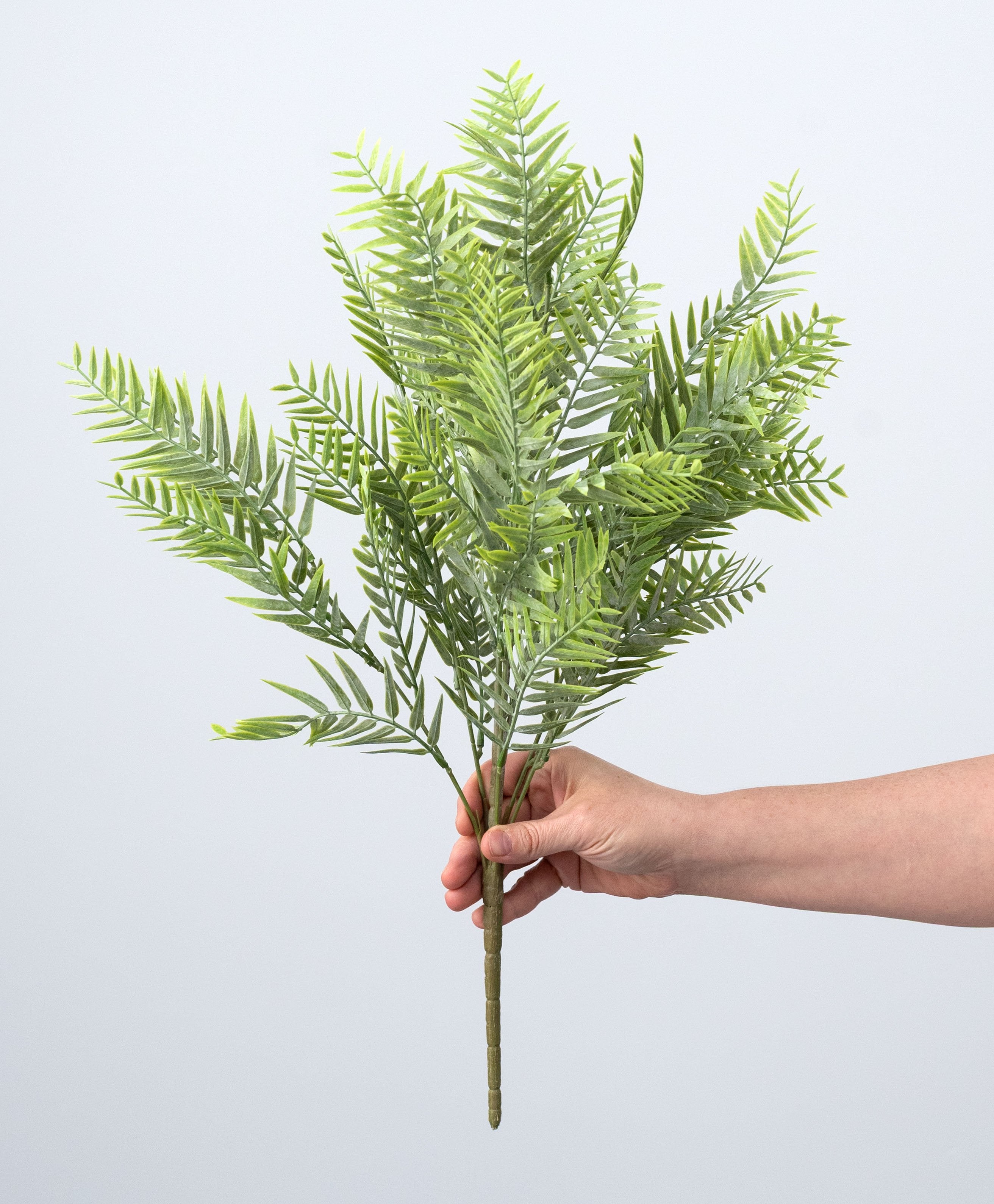 24" Plastic Fern Bush: Two Tone Light Green detail photo 3