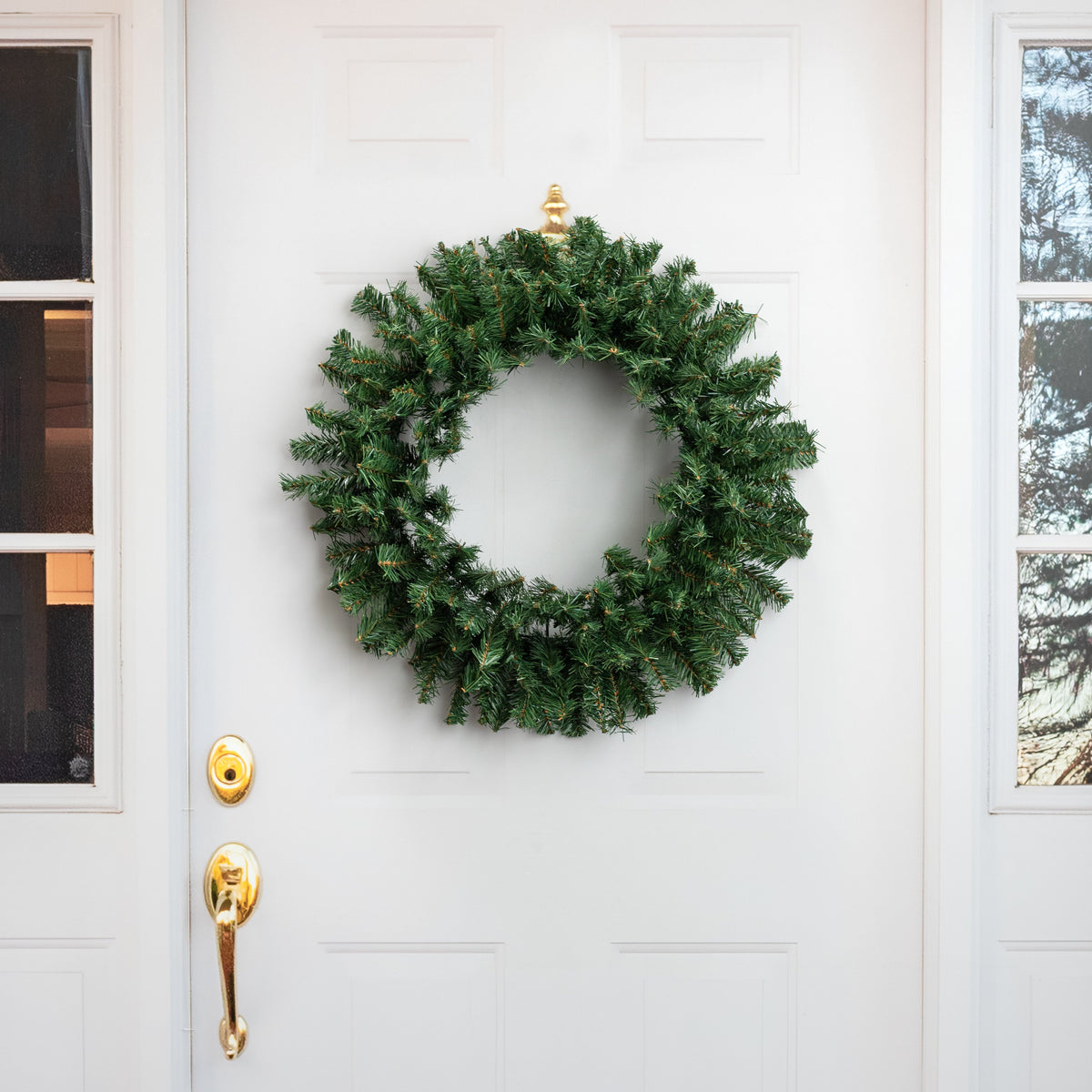 24" PVC Pine Wreath: Evergreen Lifestyle Photo
