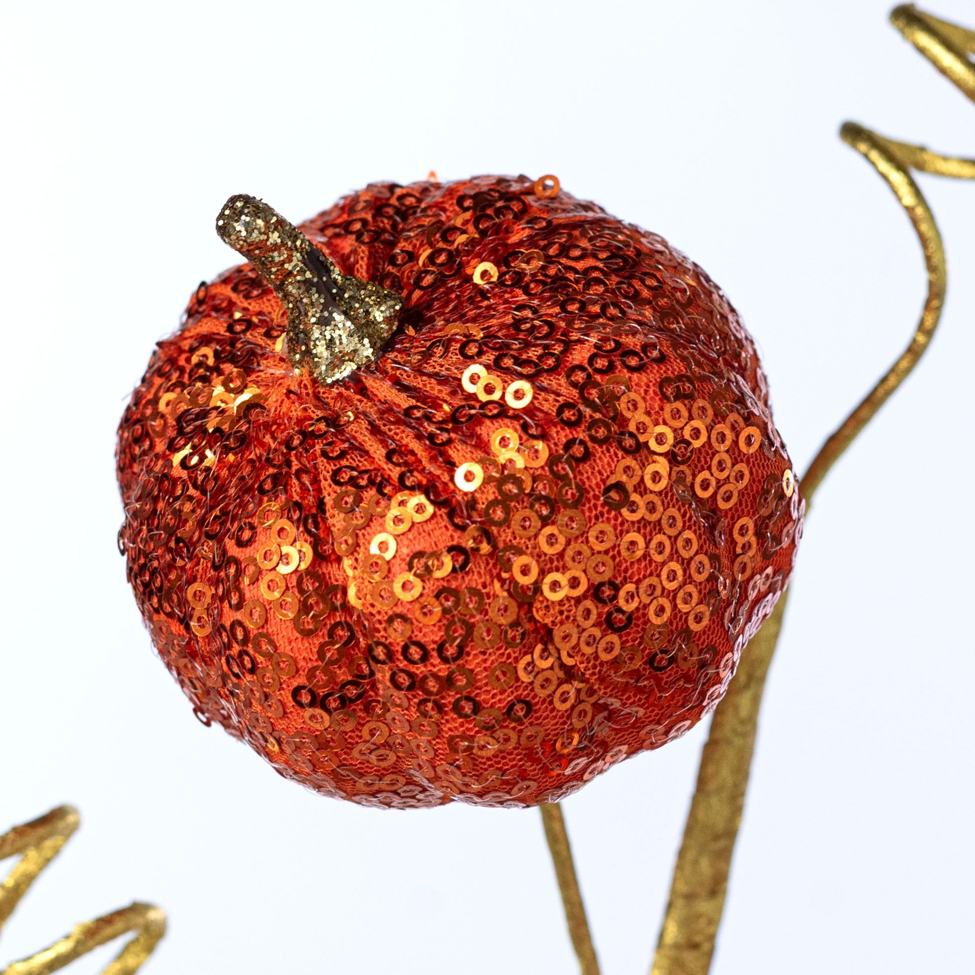 24" Sequined Pumpkins & Spirals Spray: Orange Lifestyle Photo