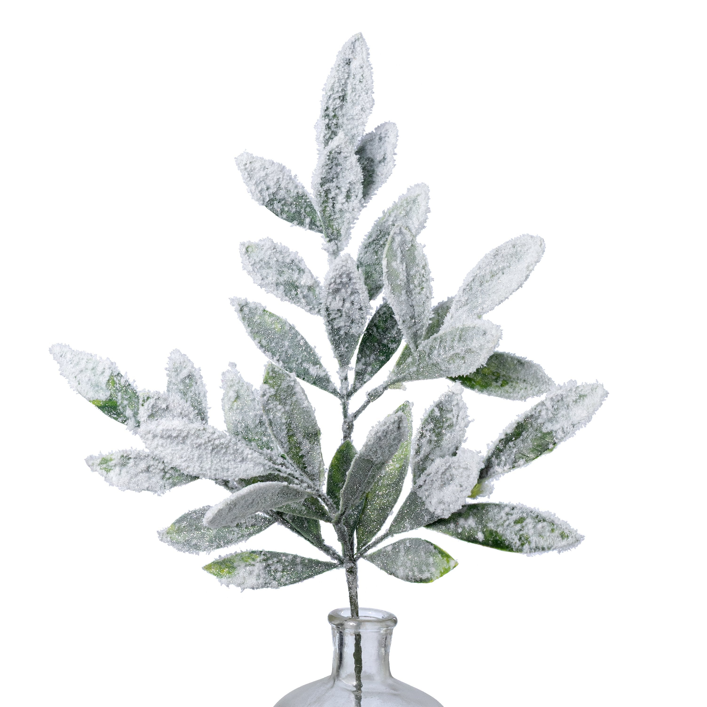 24" Snow Covered Bay Leaf Spray Item Number: 282302