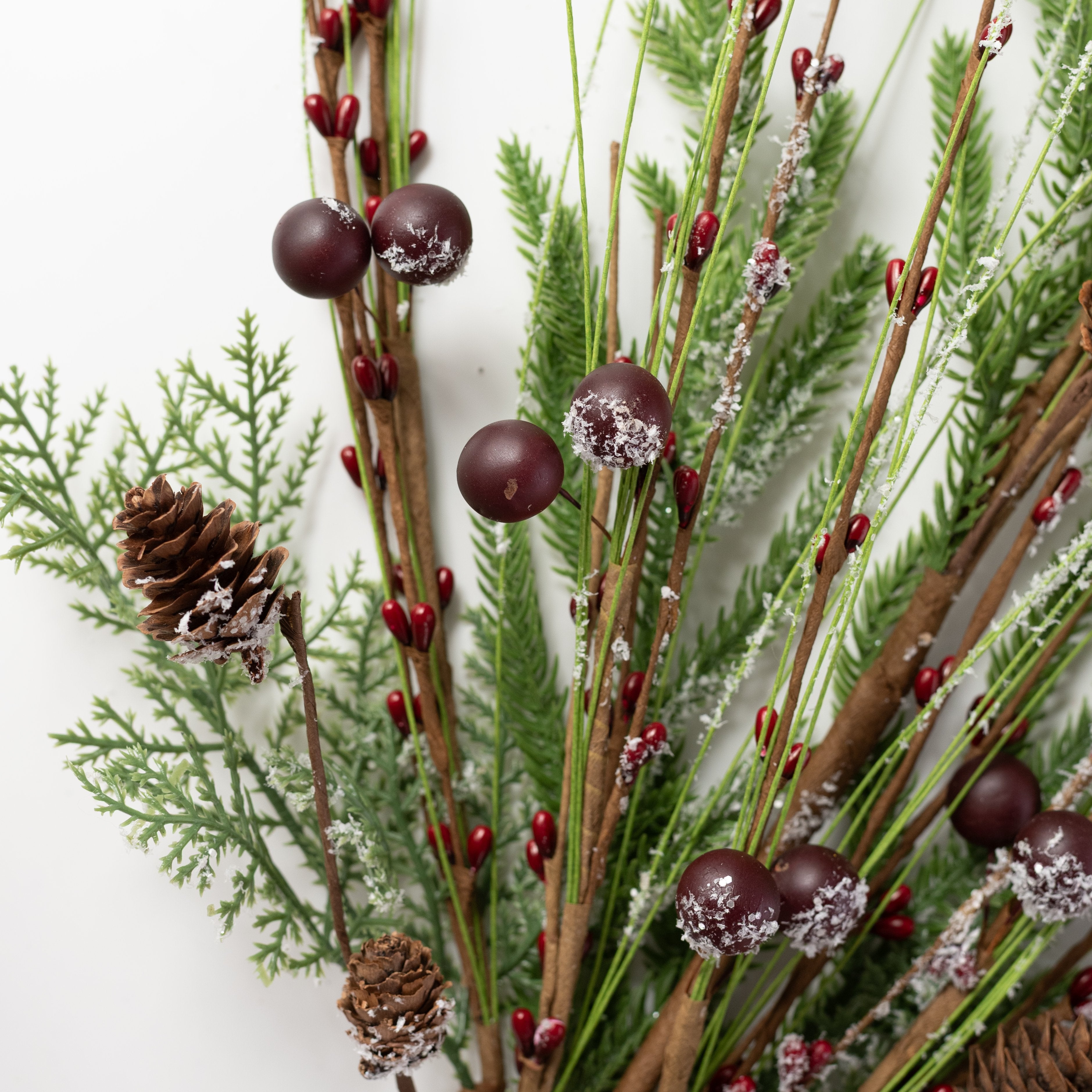 25" Pine, Pips & Berries Mixed Spray: Burgundy & Green Lifestyle Photo