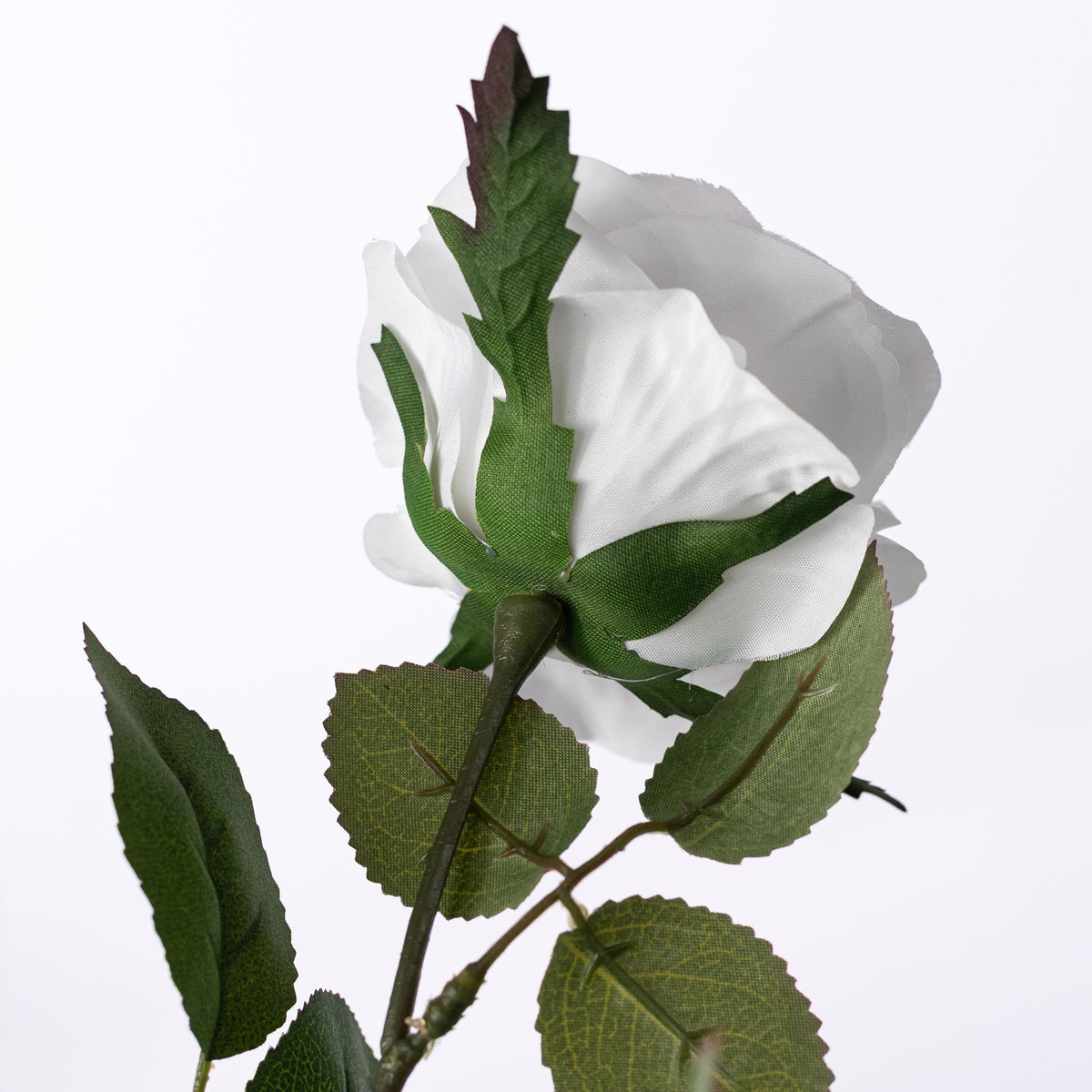 25" Single Rose Stem Spray: White detail photo 4