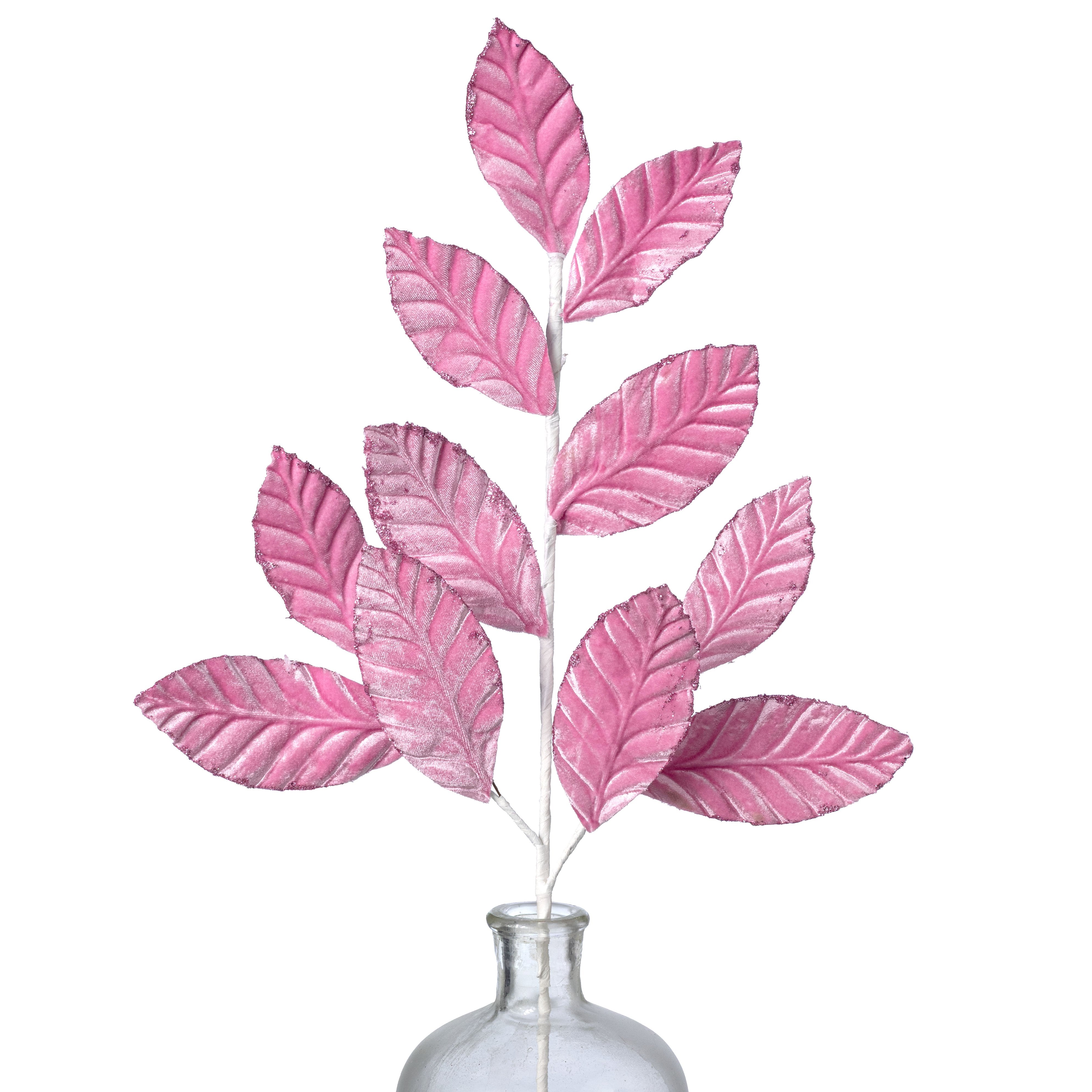 25" Velvet Magnolia Leaves Spray: Pink Item Number: 85361MV