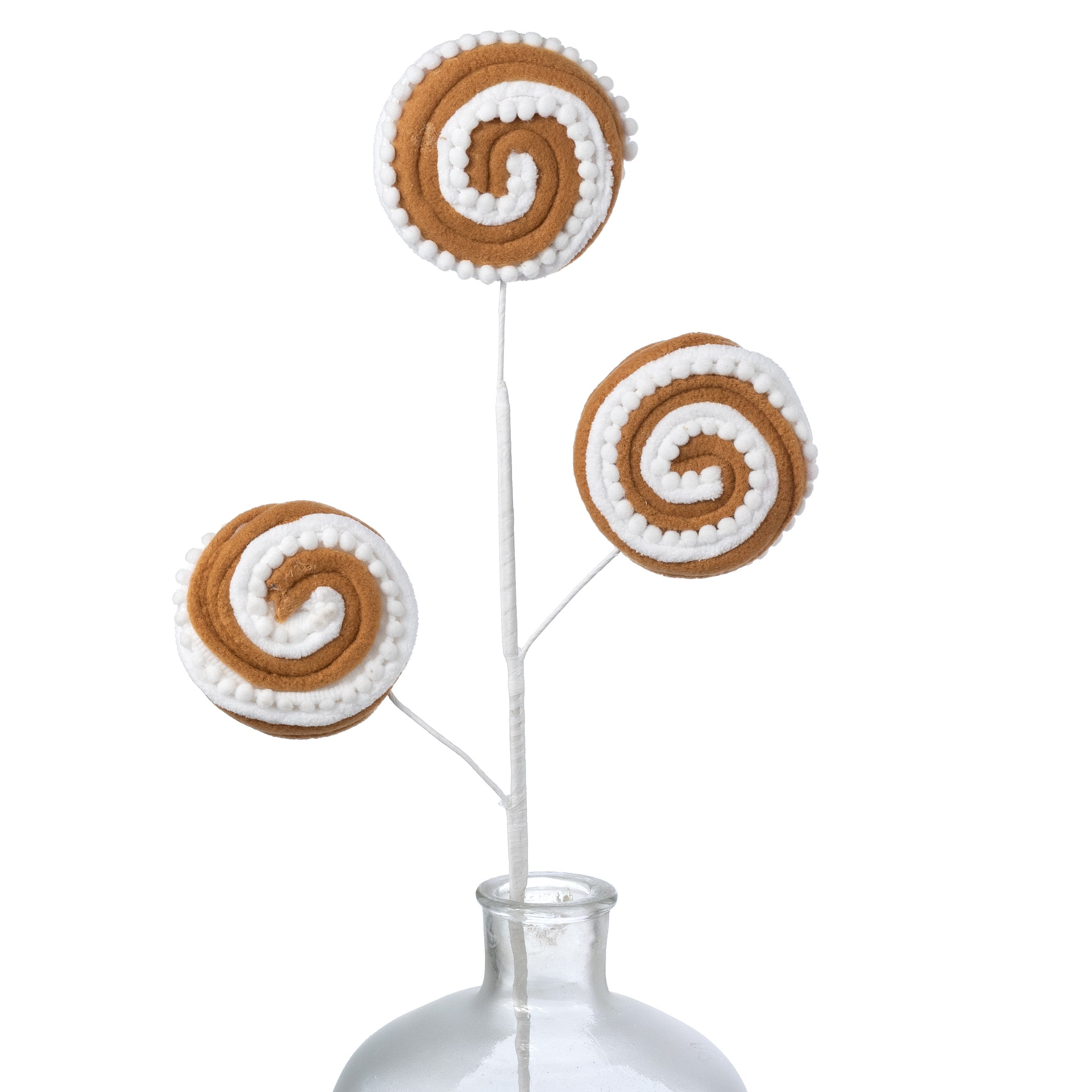26" Chenille Pom Pom Lollipop Spray: White Gingerbread Item Number: 86726BNWT