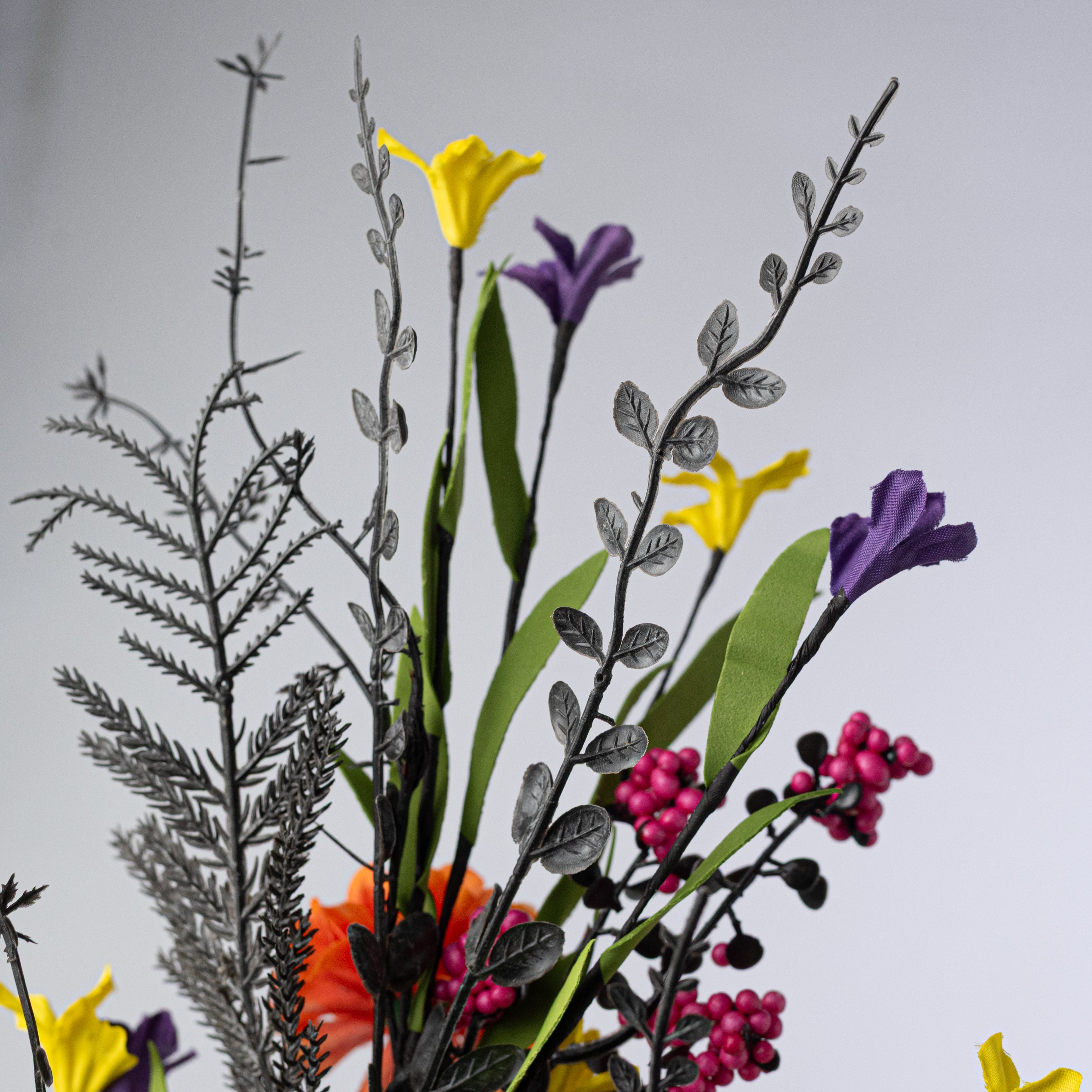 26" Fabric Marigold, Fern & Grass Spray: Fiesta detail photo 4