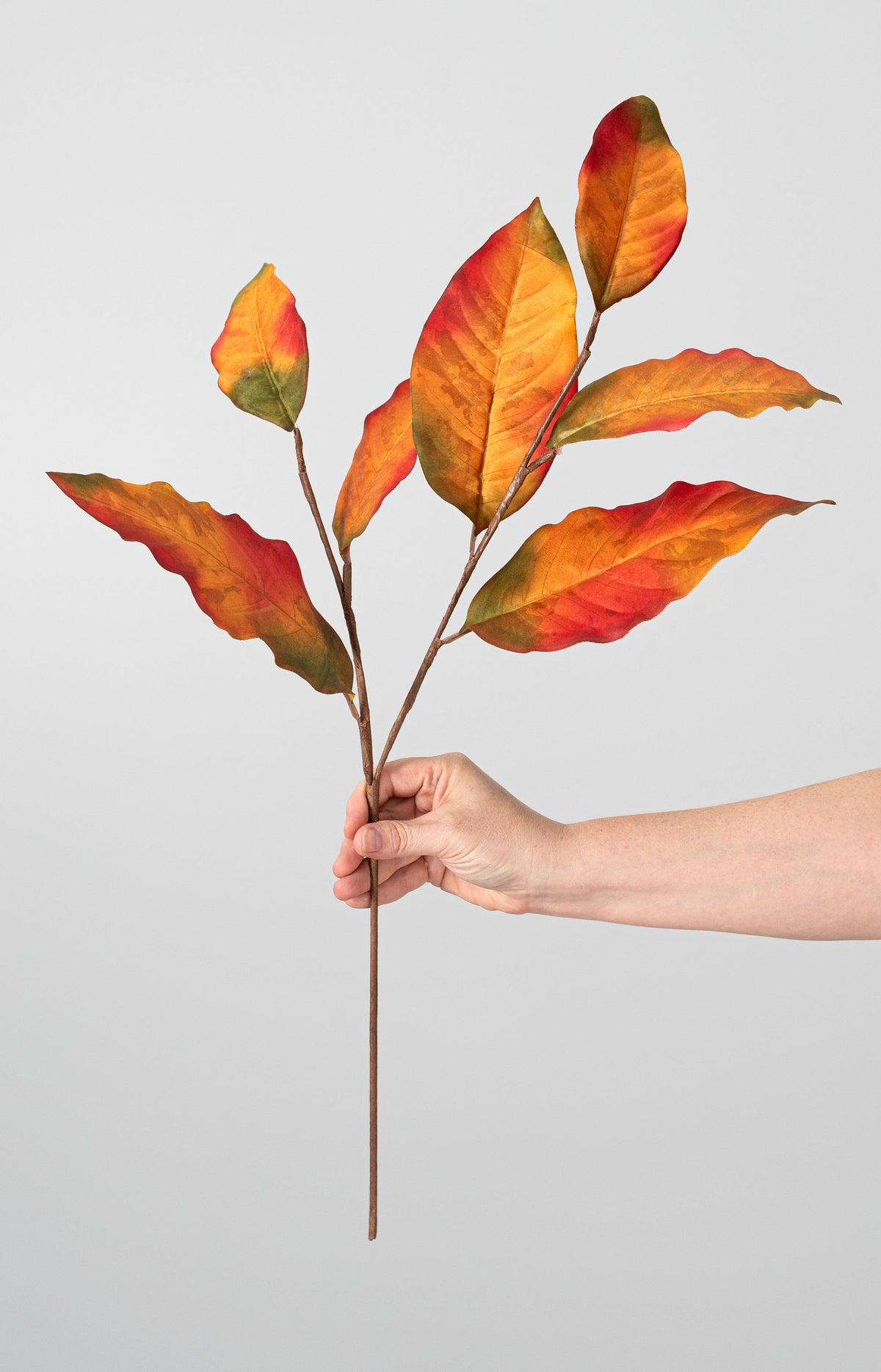 26" Fall Magnolia Leaves Spray: Orange detail photo 3