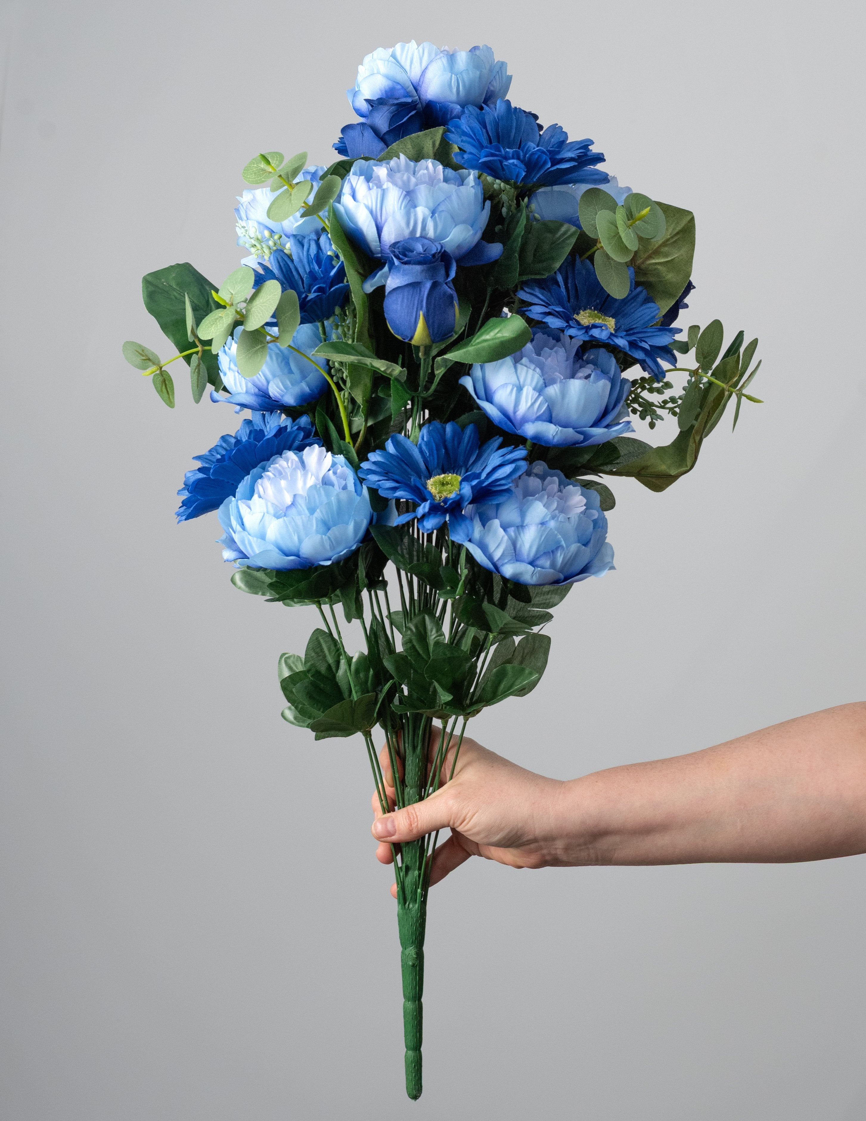 26" Peony, Gerbera Daisy, Rose Bud Bush: Blues (30 Stem) detail photo 3