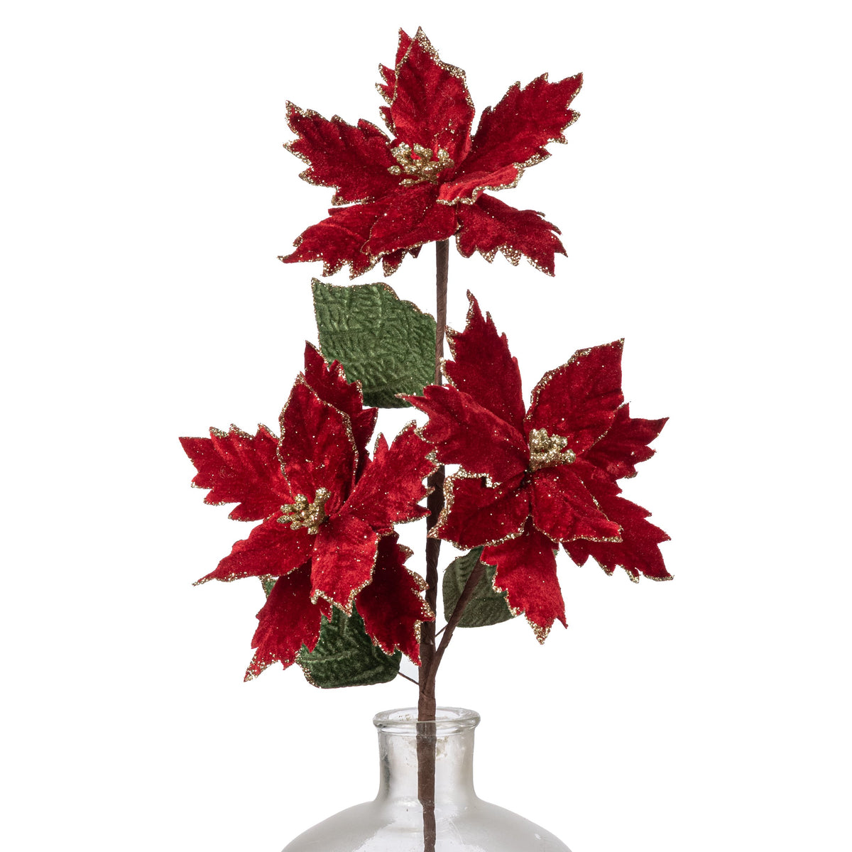 26" Triple Velvet Poinsettia Spray: Deep Red Item Number: 219112