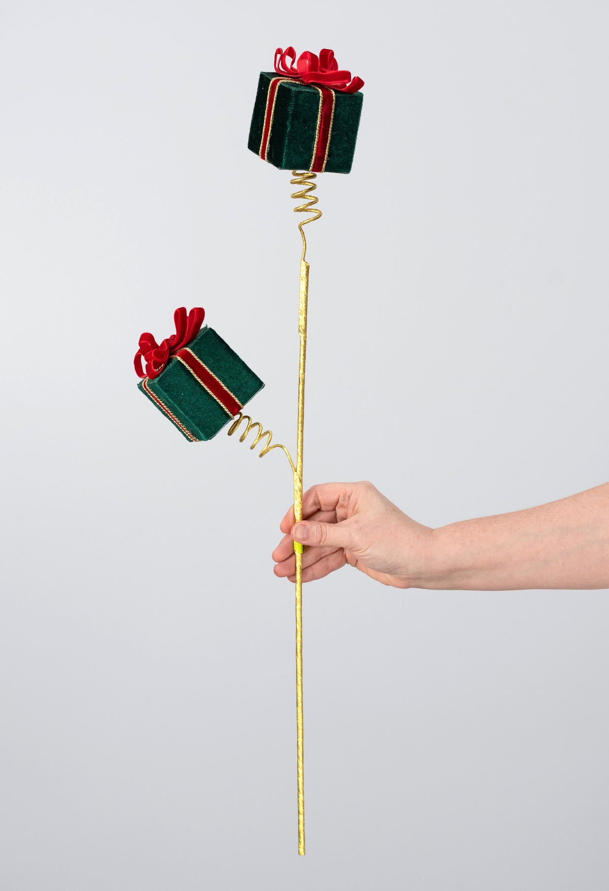 26" Velvet Gift Box Spray: Red & Green detail photo 3