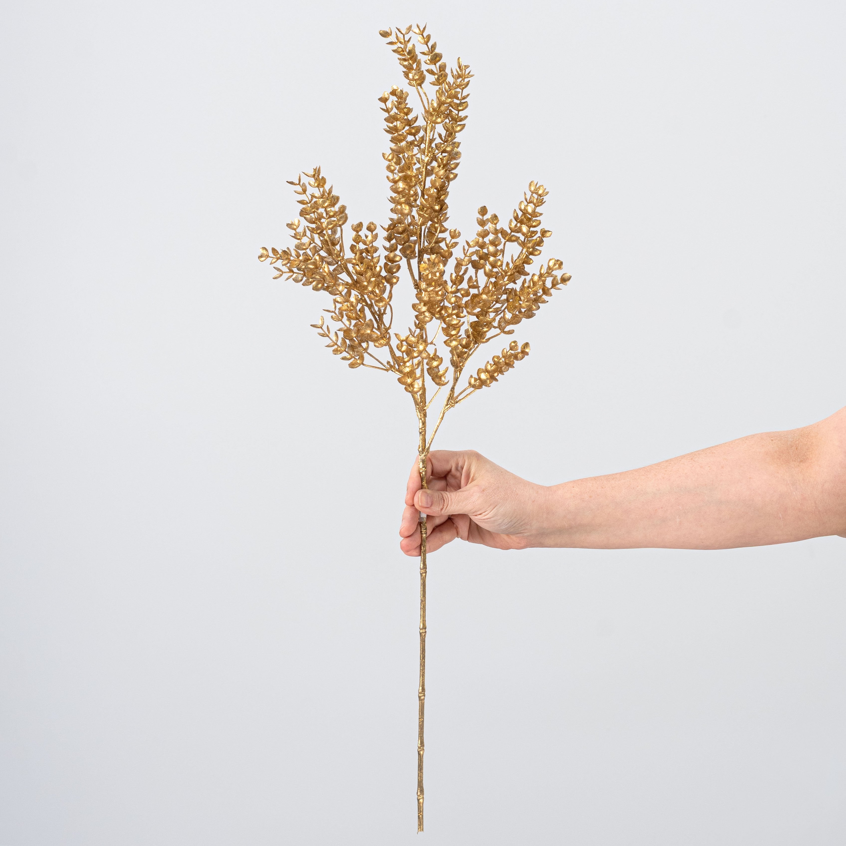 27" Glittered Eucalyptus Spray: Gold detail photo 3