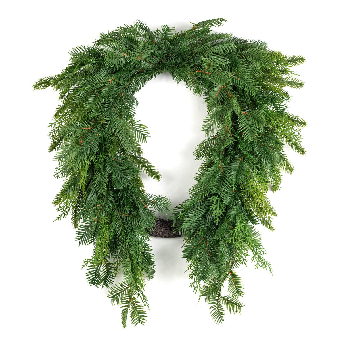 27" Soft Touch Hemlock & Pine Heart Wreath: Evergreen Item Number: XX2616