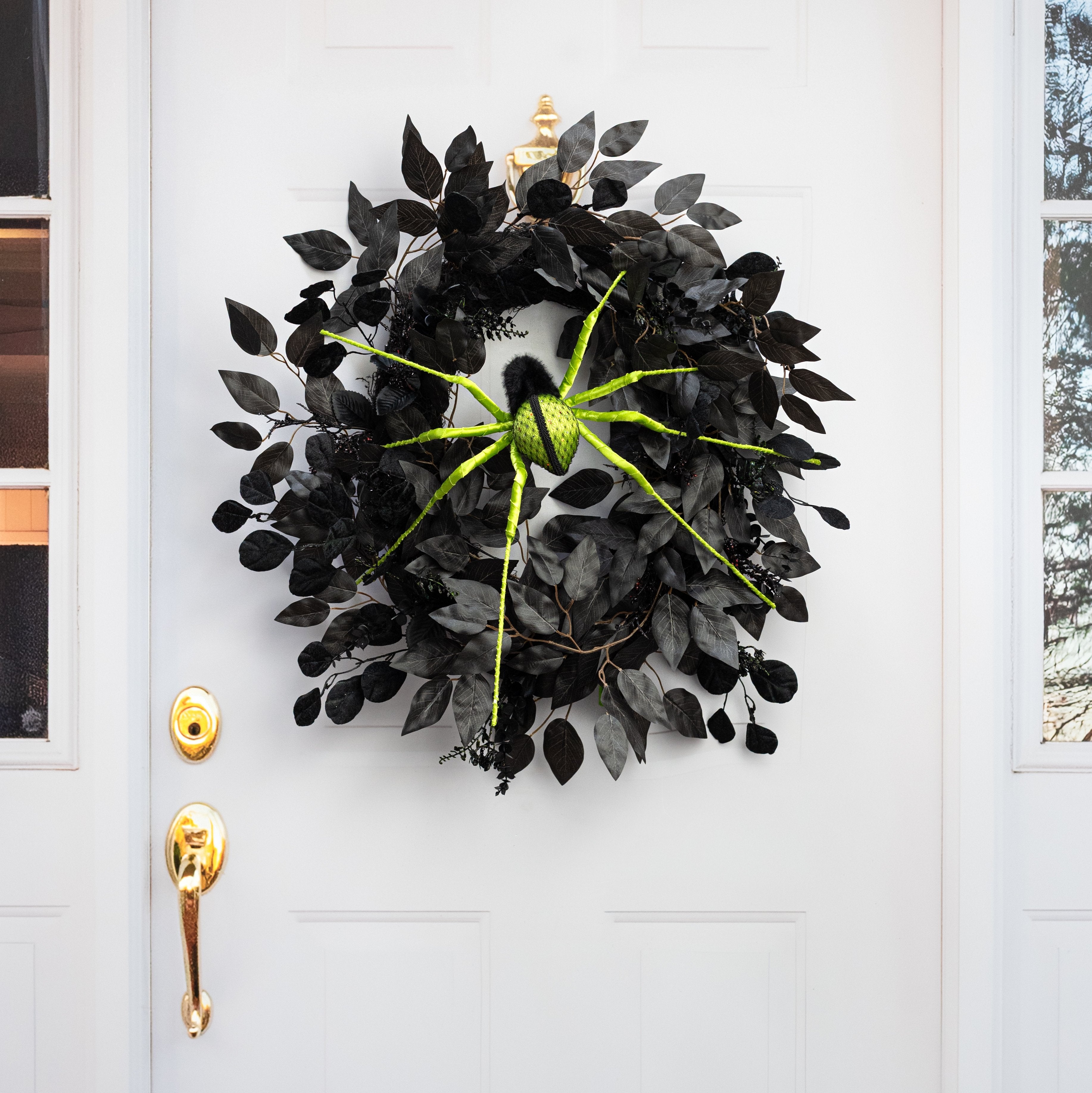 27" x 6" Velvet & Lace Spider Decoration: Lime Green Lifestyle Photo