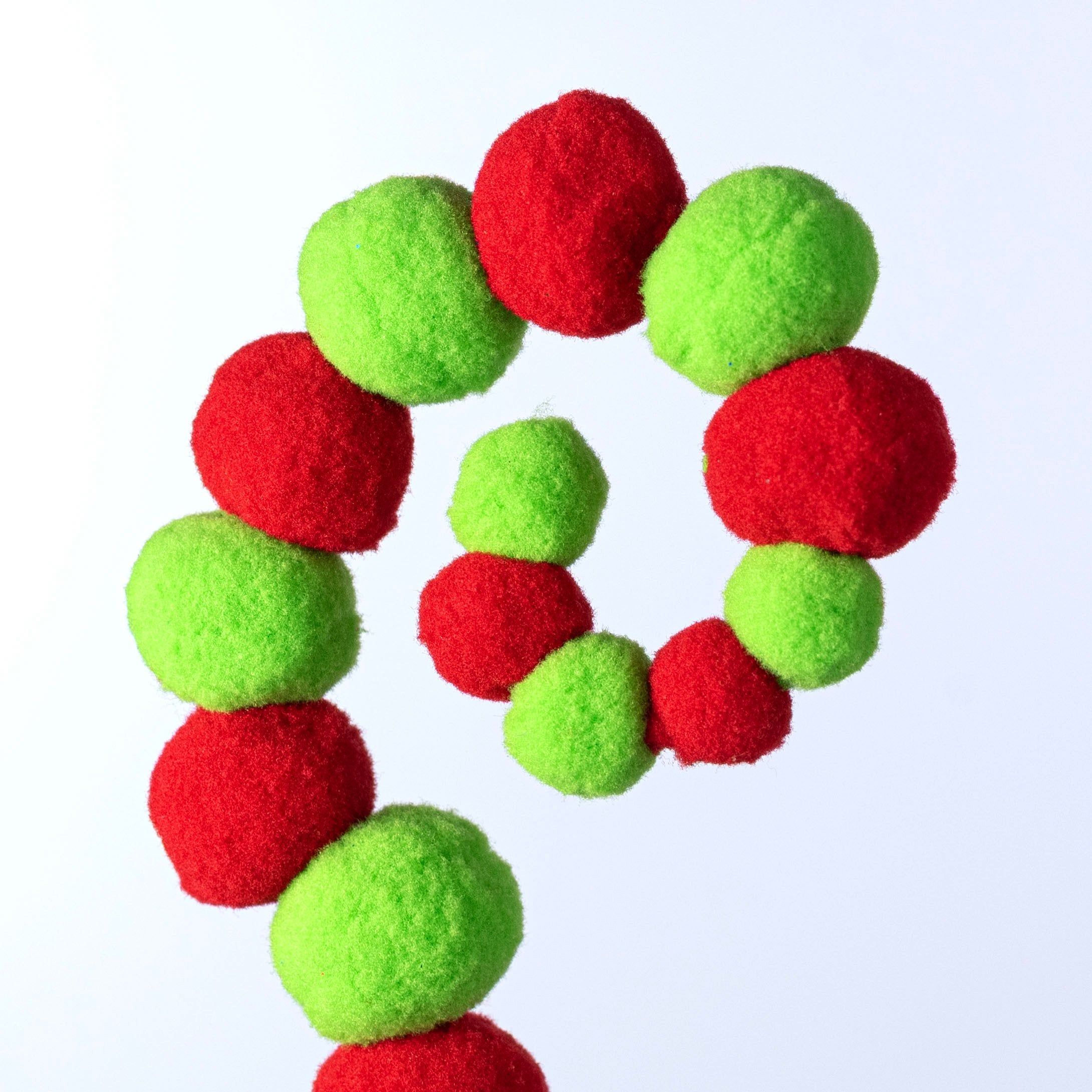 28" Felt Ball Spiral Curly Spray: Red & Green Lifestyle Photo
