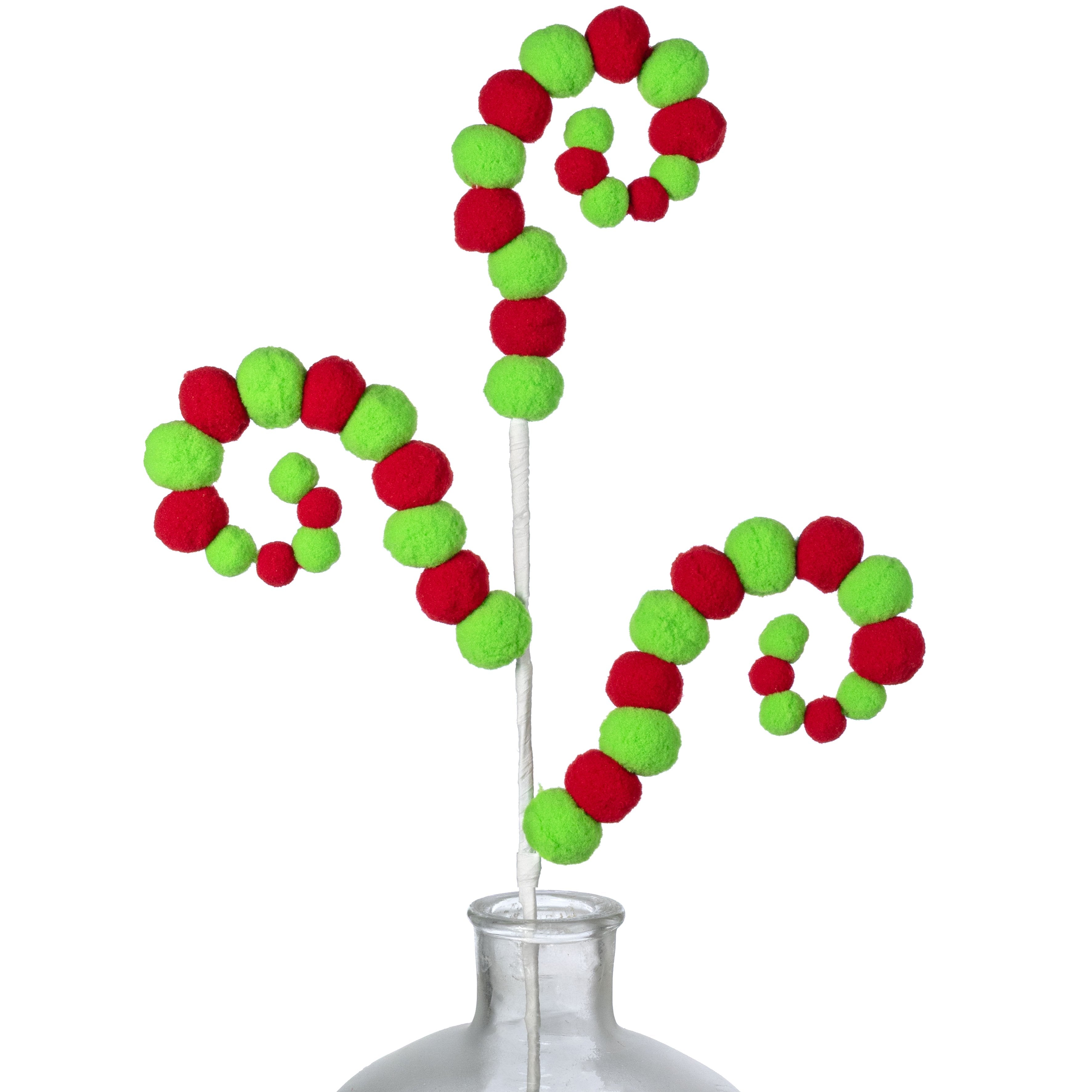 28" Felt Ball Spiral Curly Spray: Red & Green Item Number: 85911RDGN