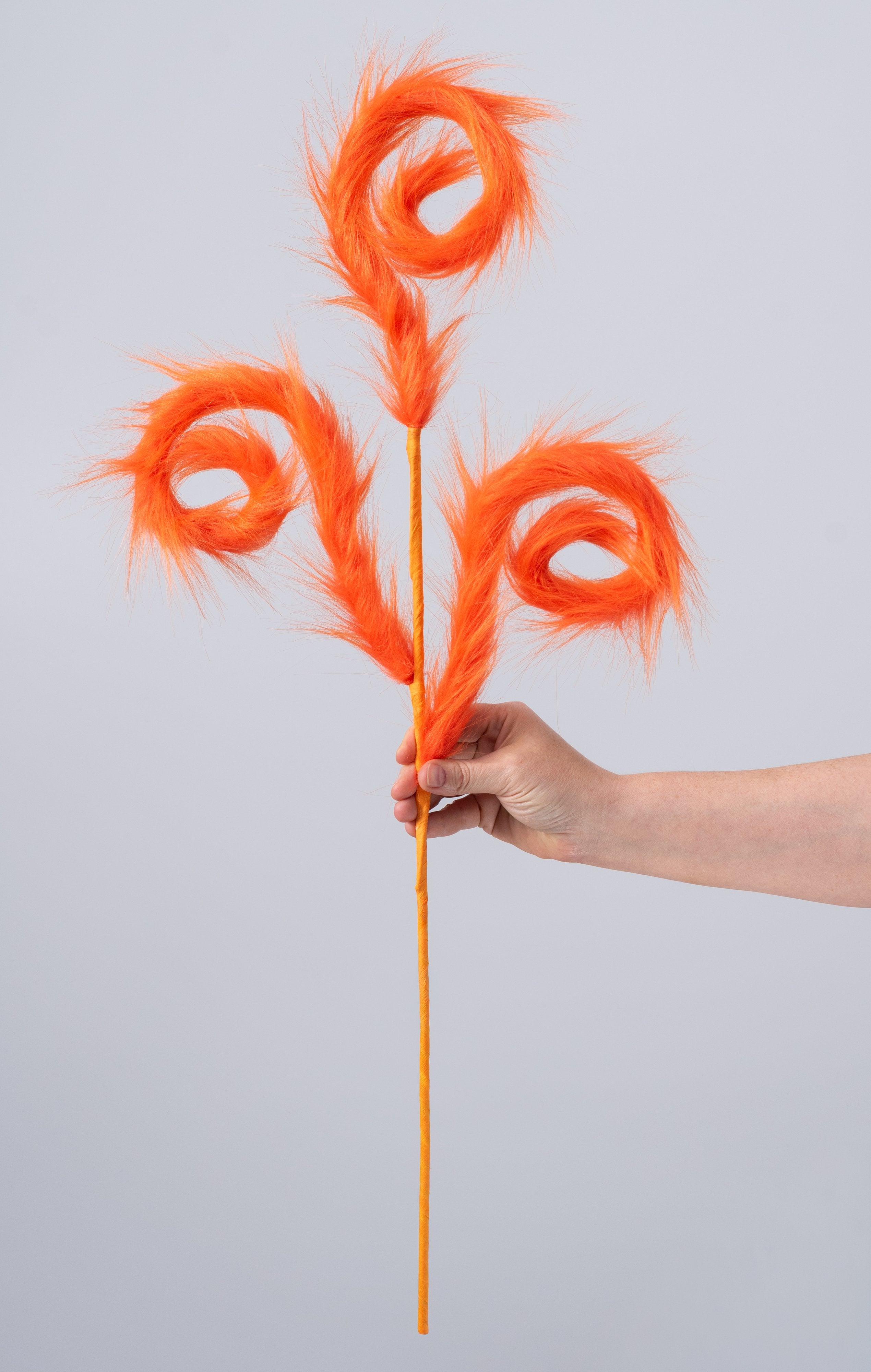 28" Furry Monster Spiral Curly Spray: Orange detail photo 3