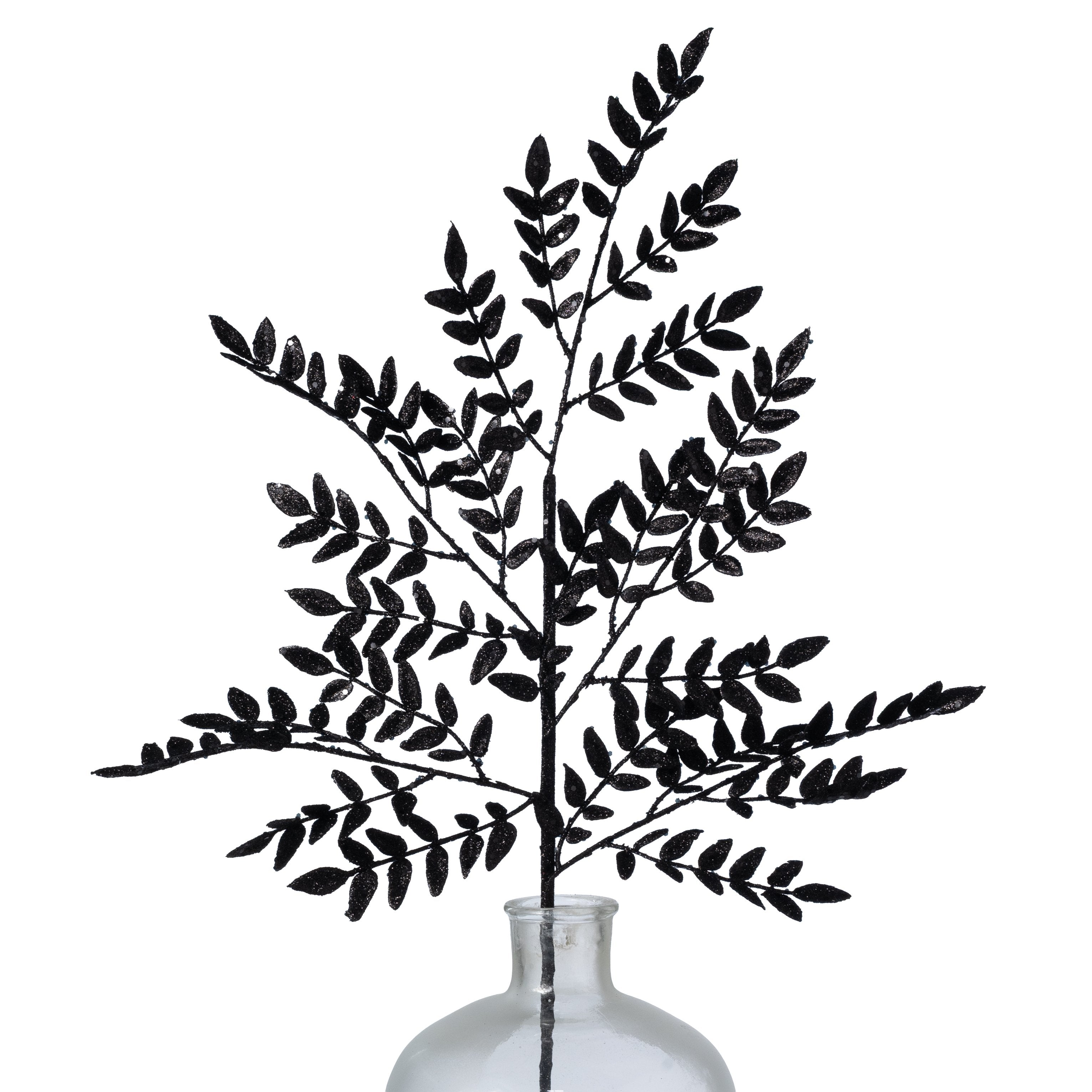 28" Glitter Fern Spray: Black Item Number: 57483BK