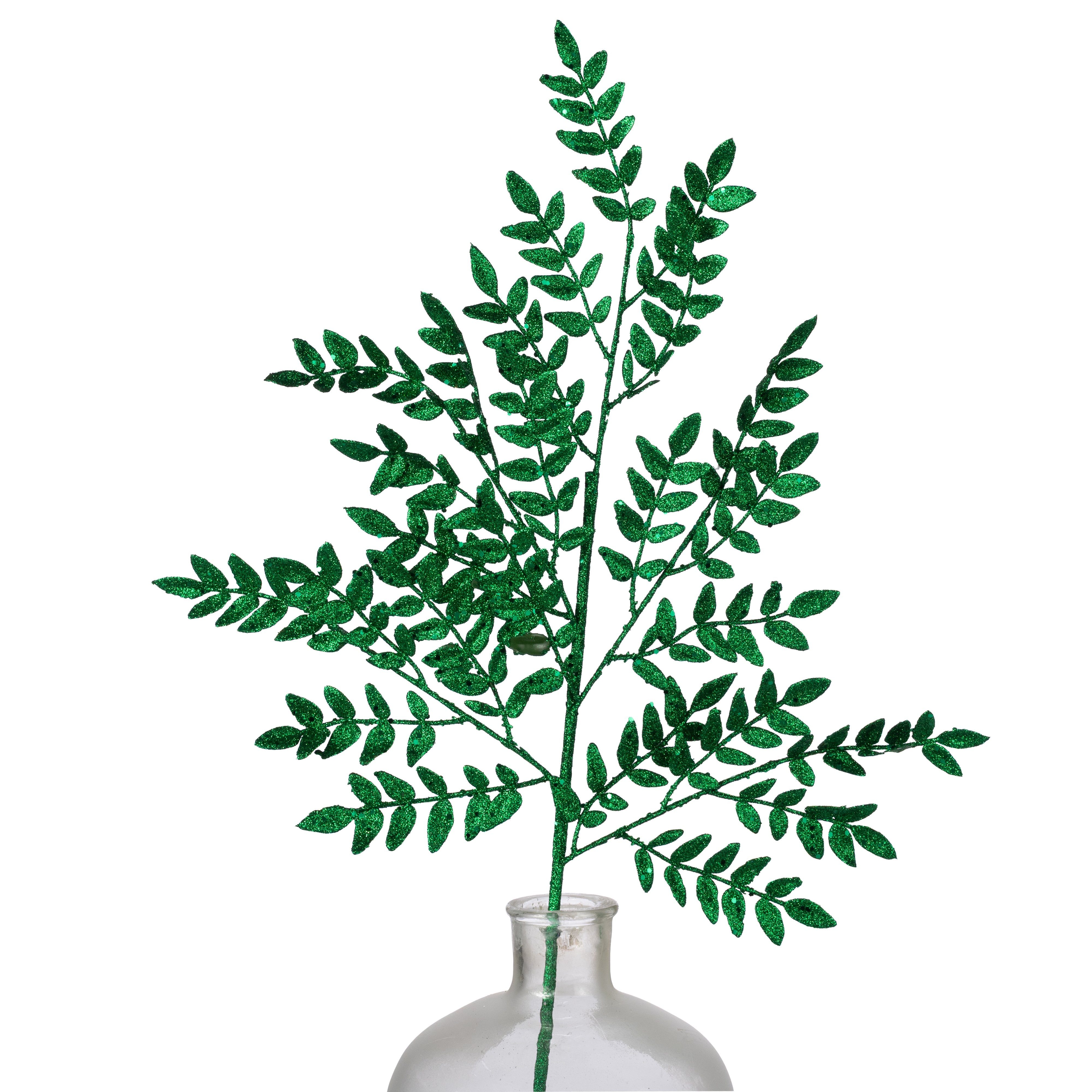 28" Glitter Small Leaf Spray: Green Item Number: 86927GN